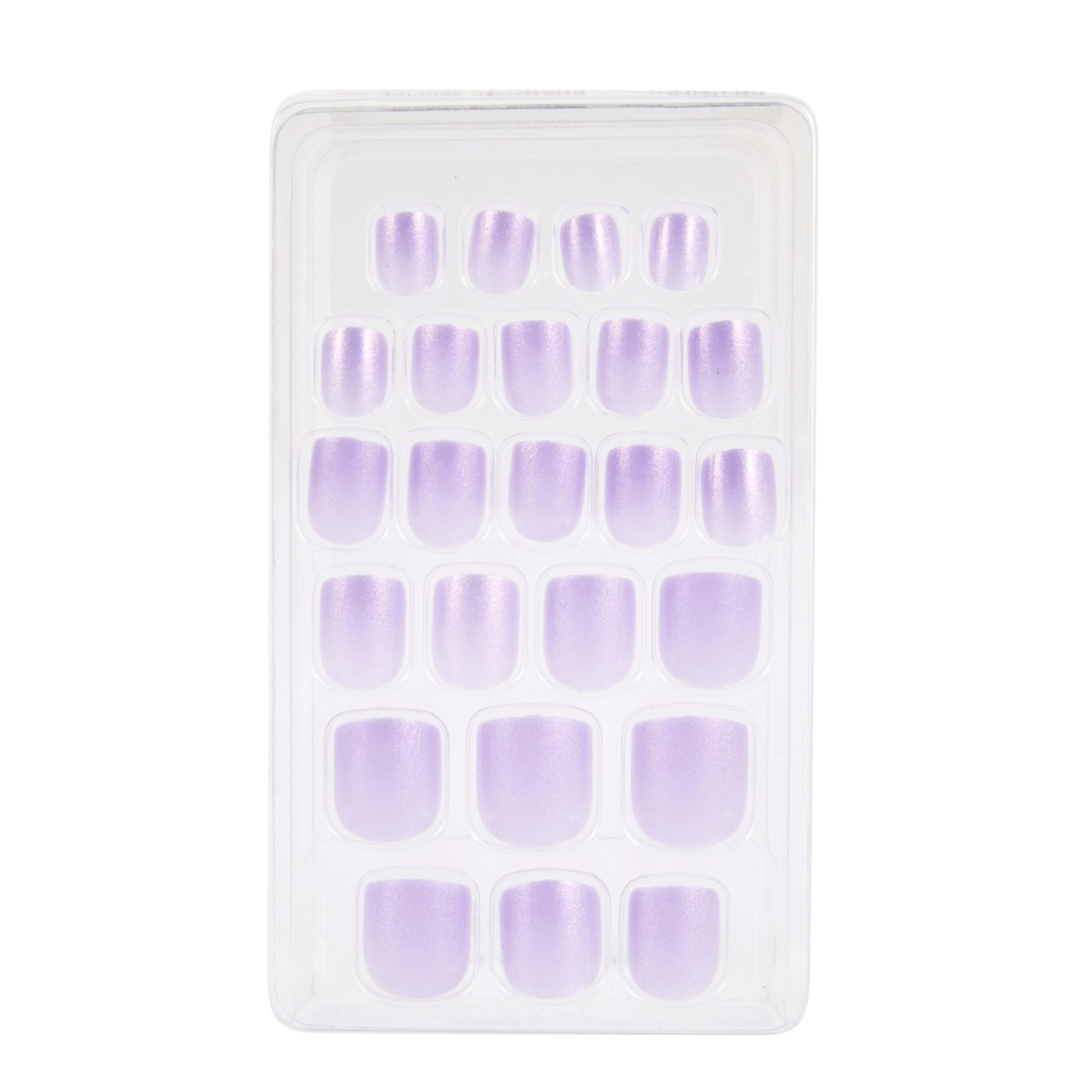 3 OXX Junior 24 Pack Kids Pre-Glued Stick-On Nails - Purple Iridescent, 3 of 5