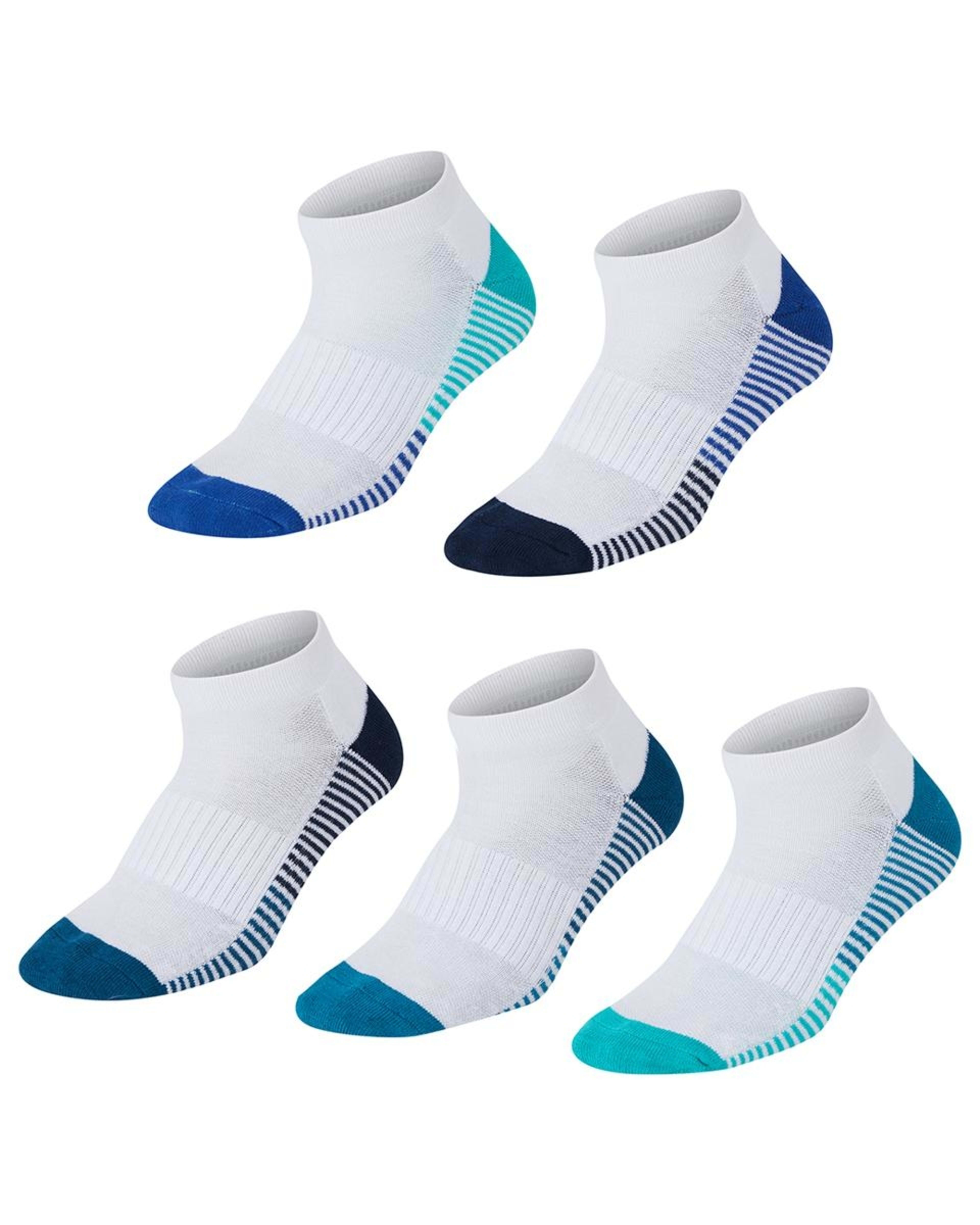 1 Active 5 Pack Low Cut Tough Sports Socks WHITE COLOUR HEEL, 1 of 3