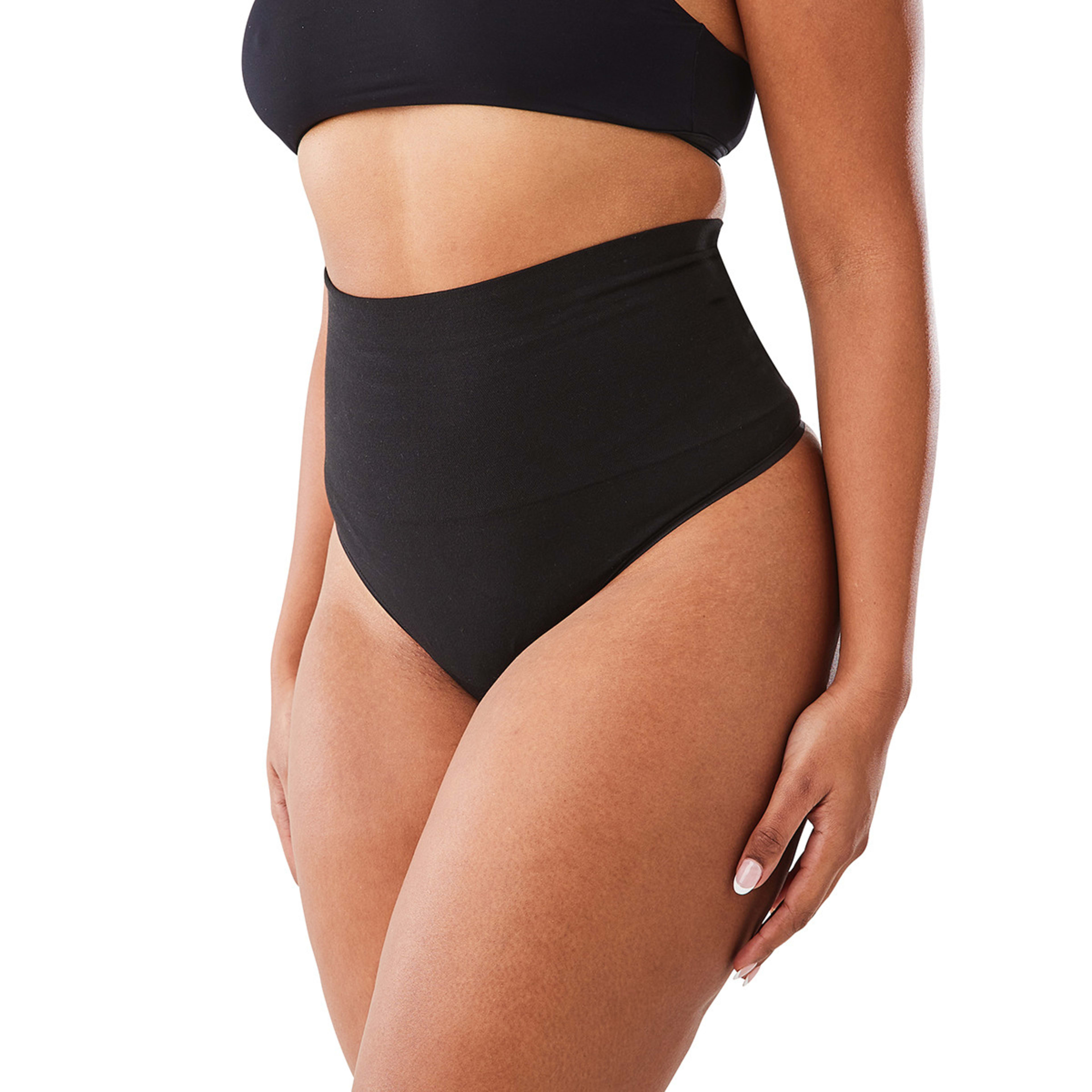 4 2 Pack Cotton Blend Seamfree Shaping G-String Blk Beige, 4 of 6
