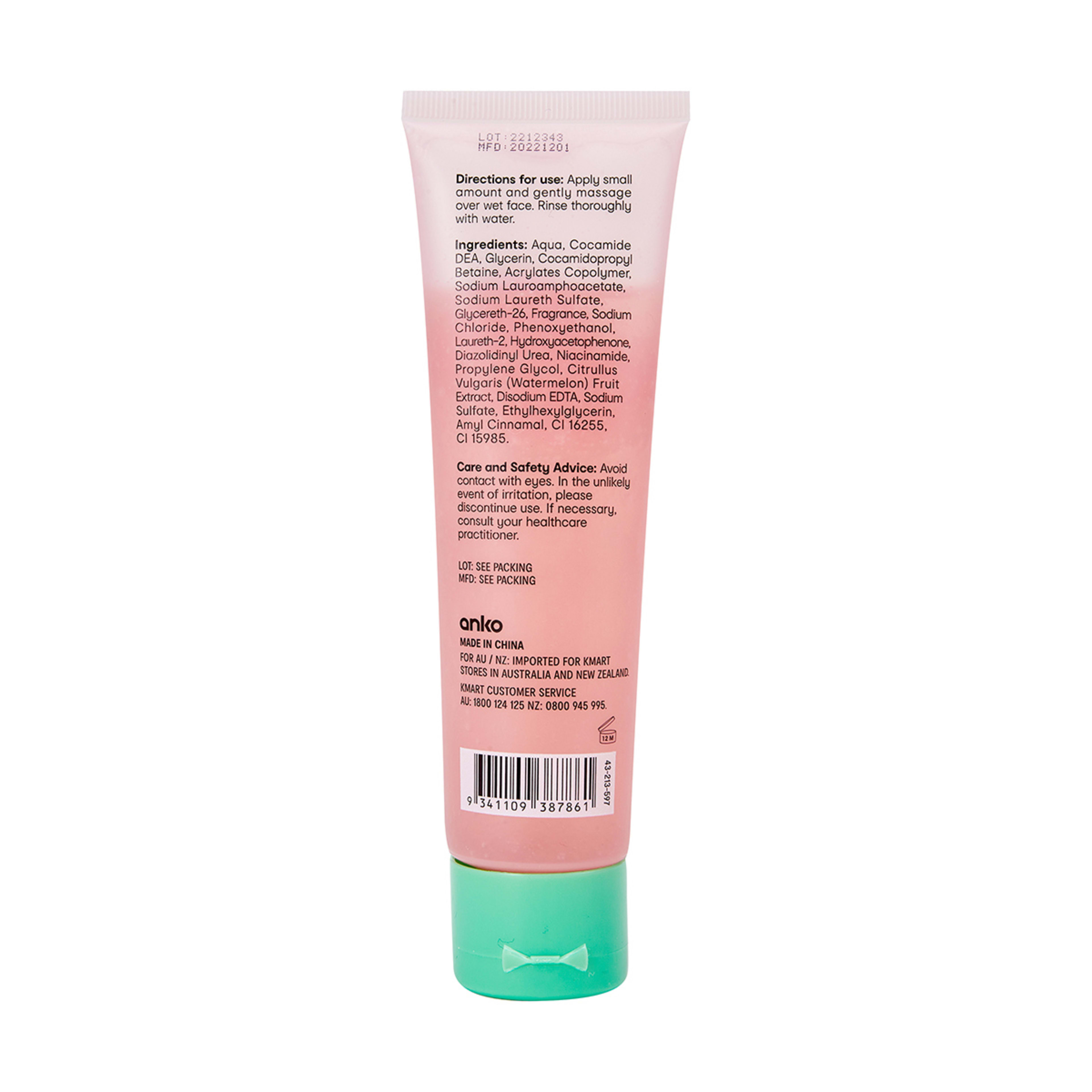 Moisturising Jelly Facial Cleanser 90ml Watermelon Kmart