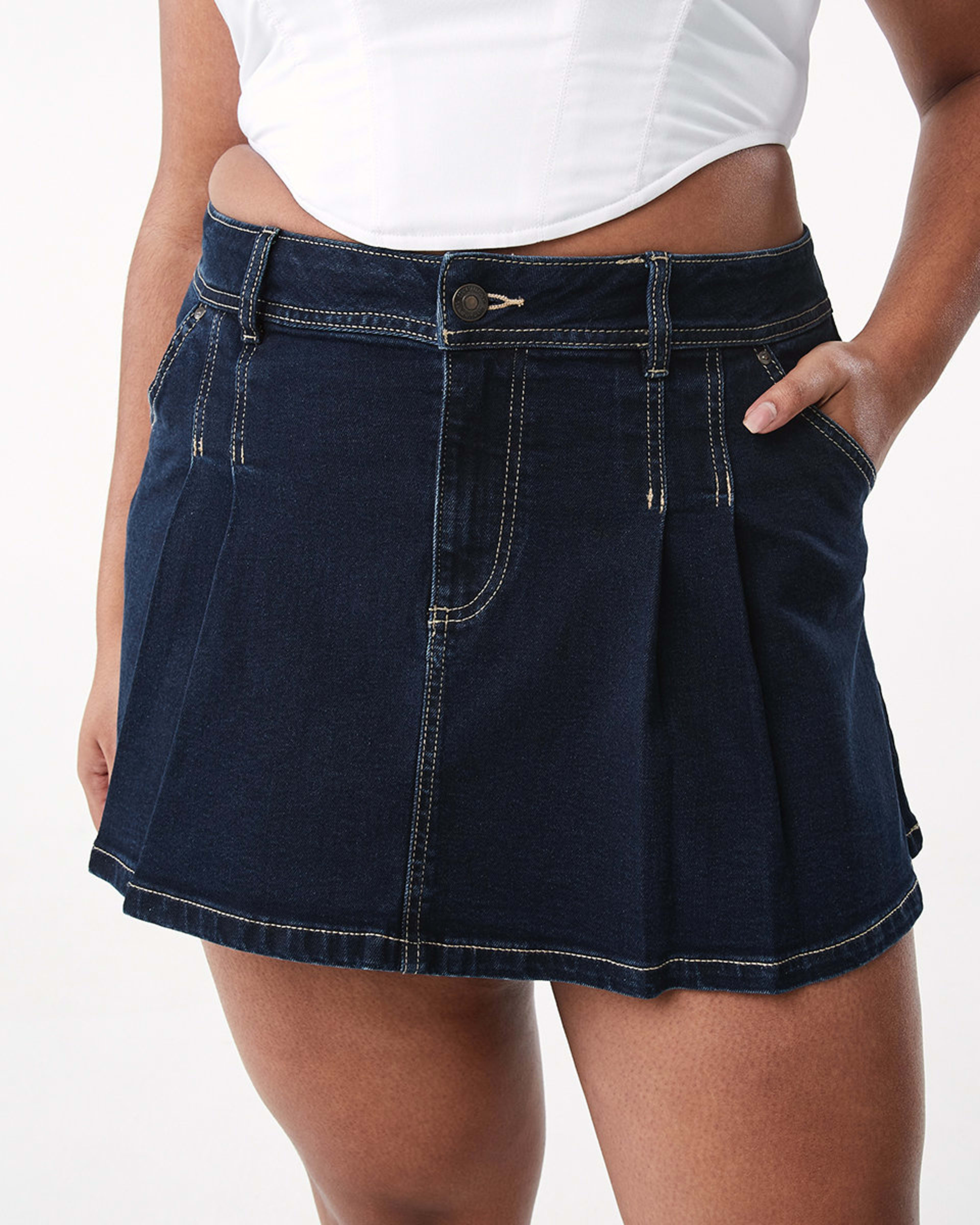 Pleated Denim Mini Skirt Kmart NZ