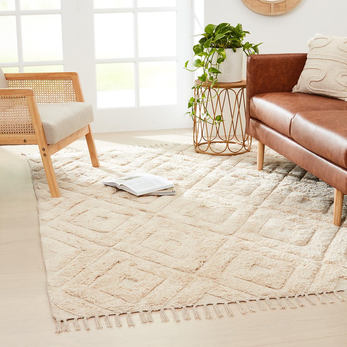 Tufted Rug Cream, Large 235cm x 160cm Kmart
