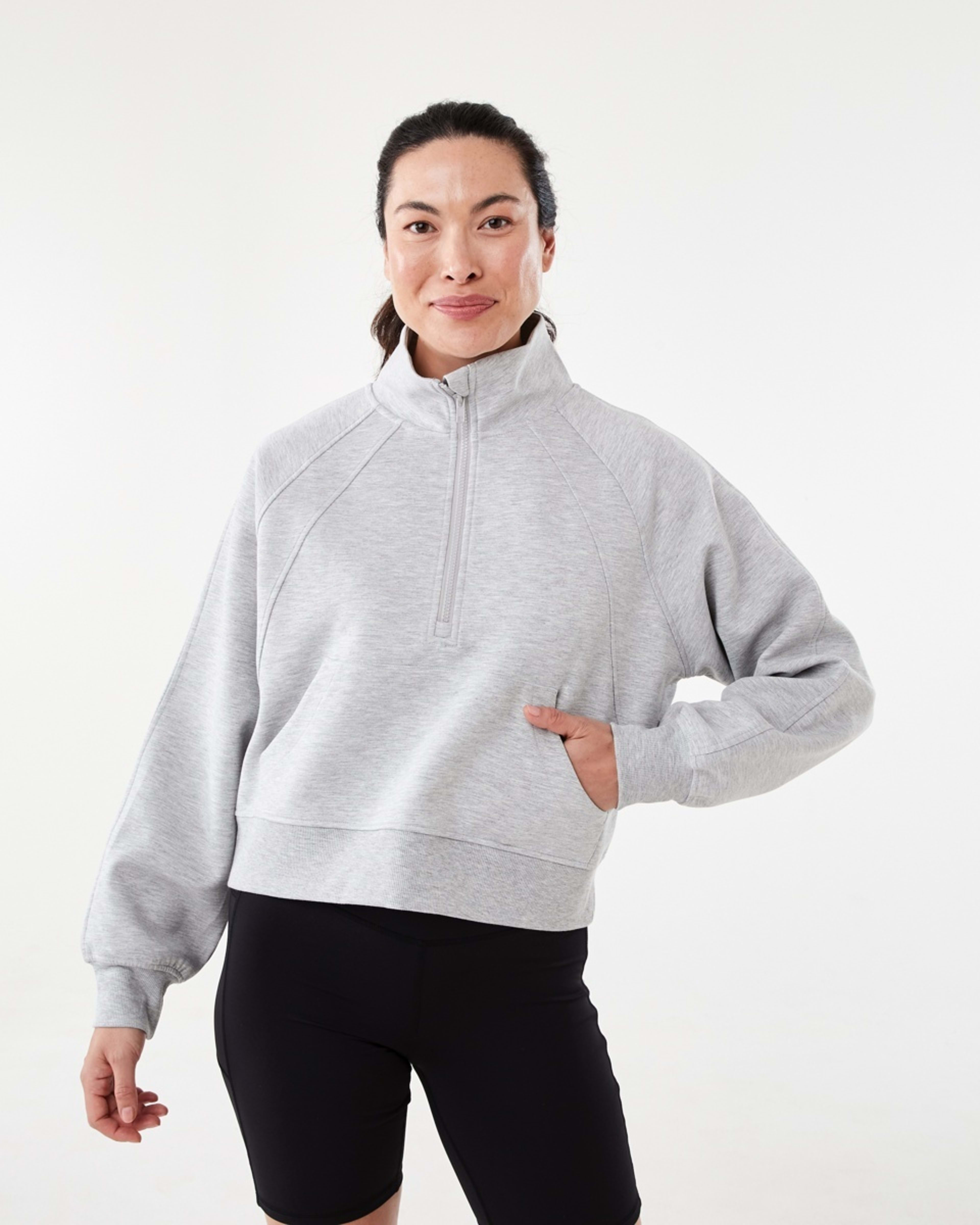 1 Active Womens Half Zip Long Sleeve Sweatshirt Grey Marle, 1 of 6