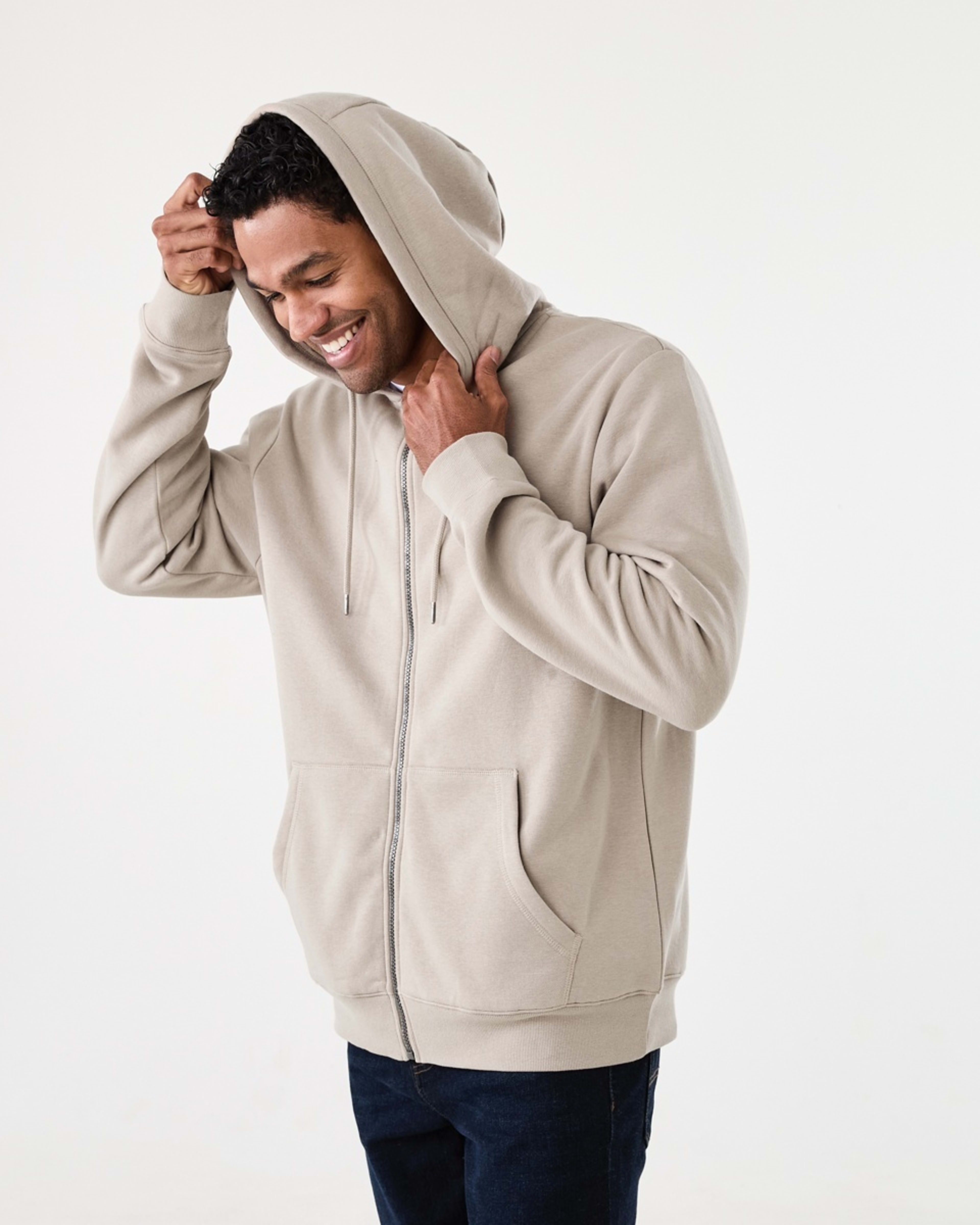 3 Comfort Zip Through Hoodie Mid Sand, 3 of 8