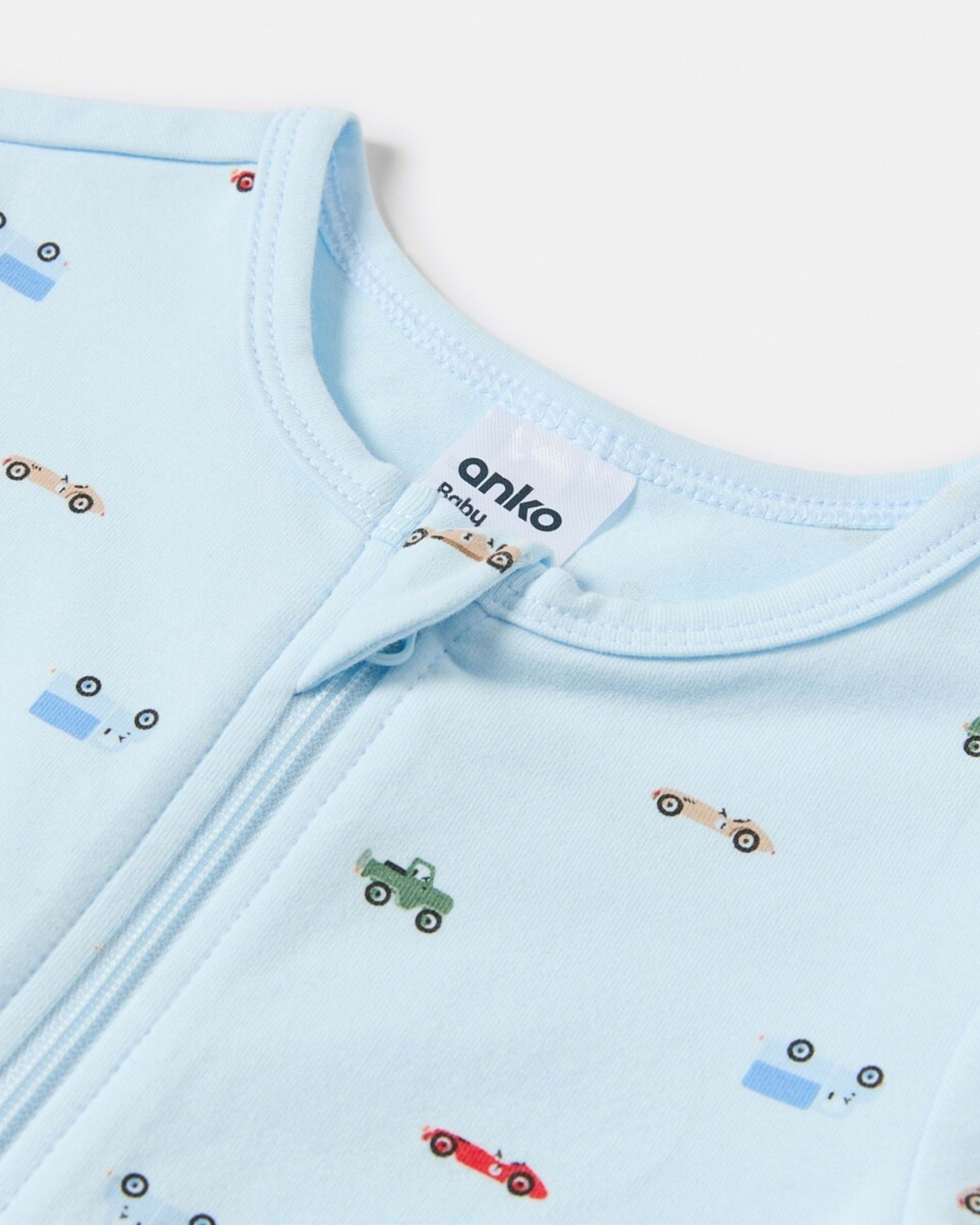 3 Short Sleeve Zip Romper BLUE VEHICLES, 3 of 4