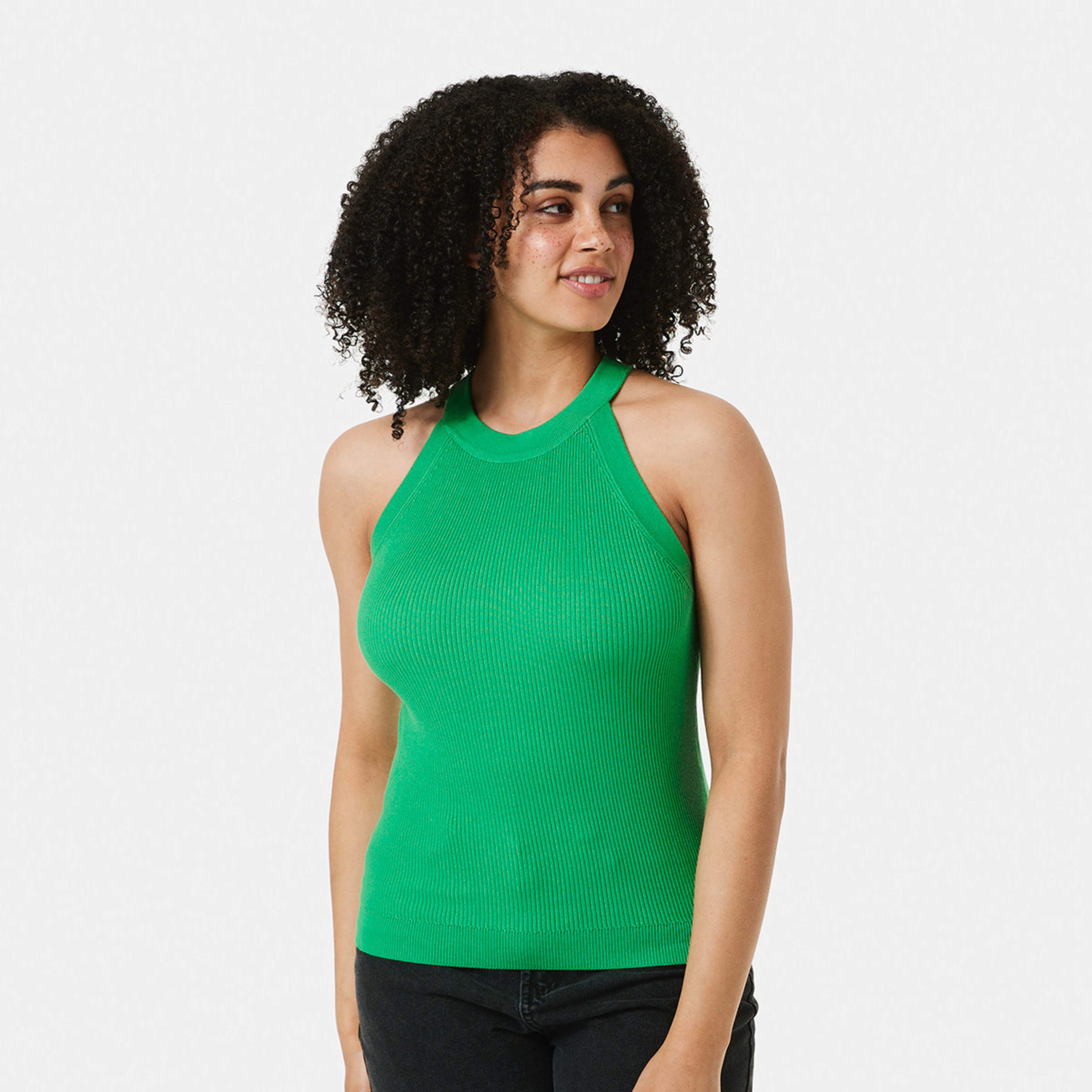 1 Sleeveless True Knit Halter Neck Top Crisp Grn, 1 of 5