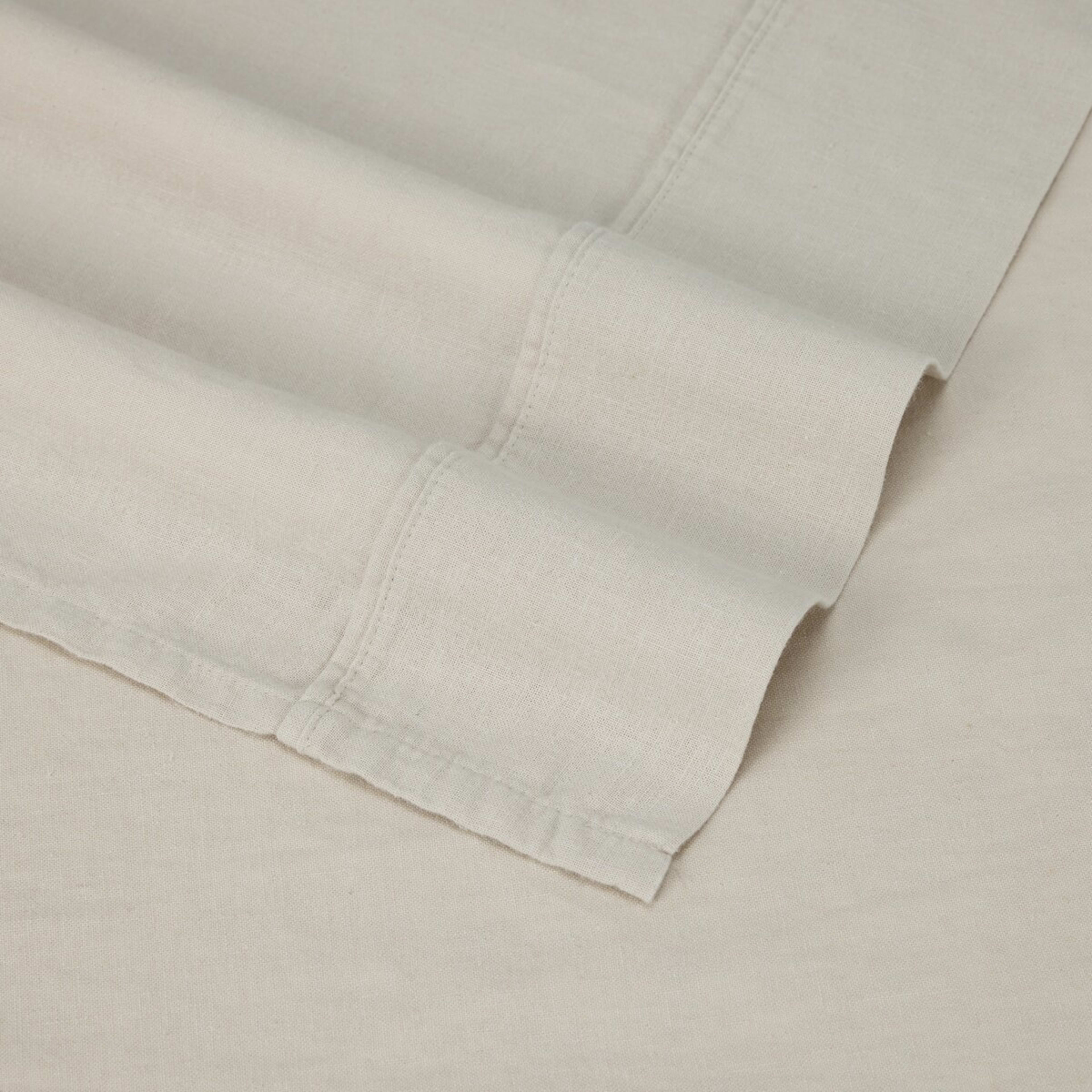 4 Cotton Linen Sheet Set - King Bed, Natural, 4 of 7