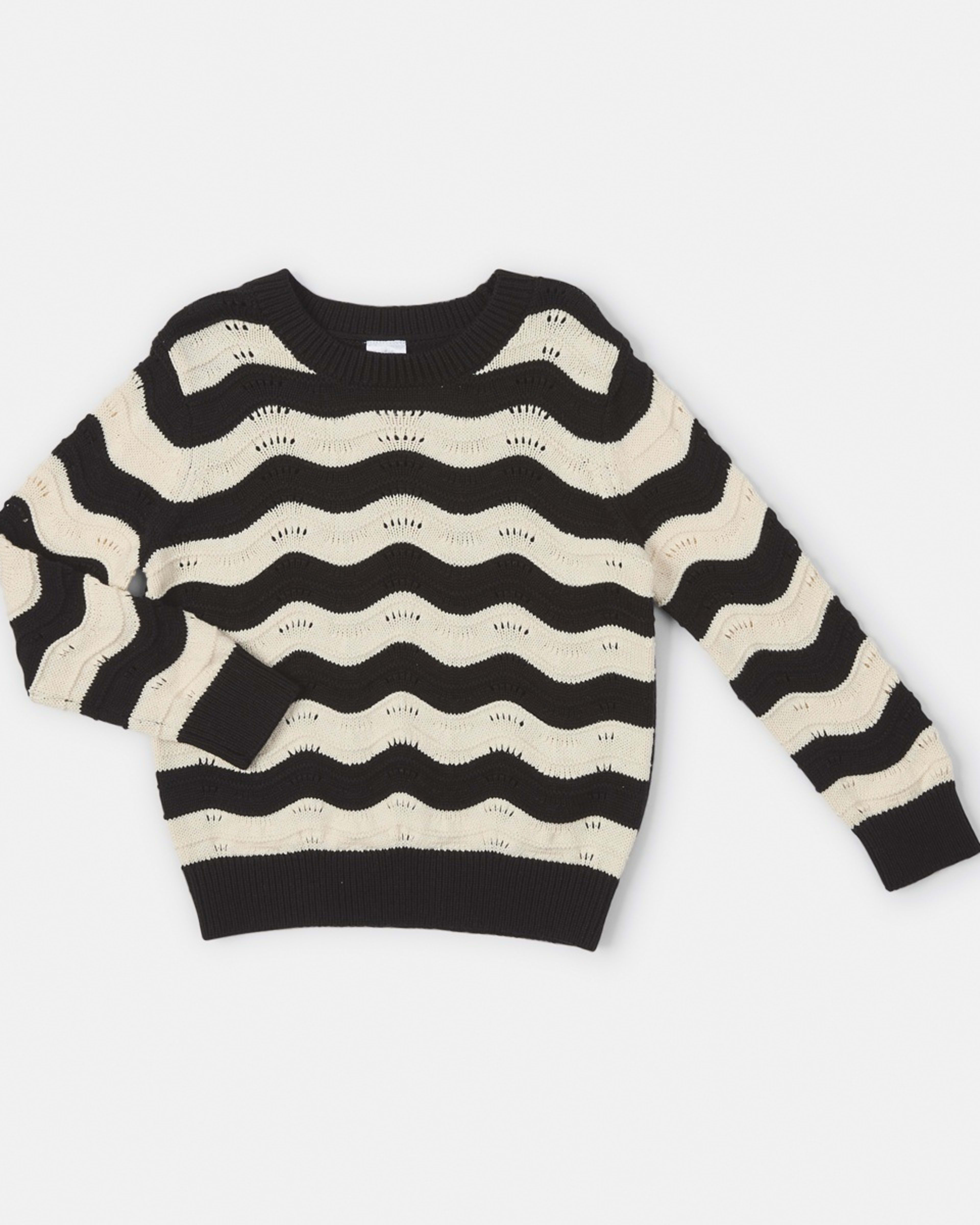 7 Knit Jumper Wave Crochet Knit Black, 7 of 8