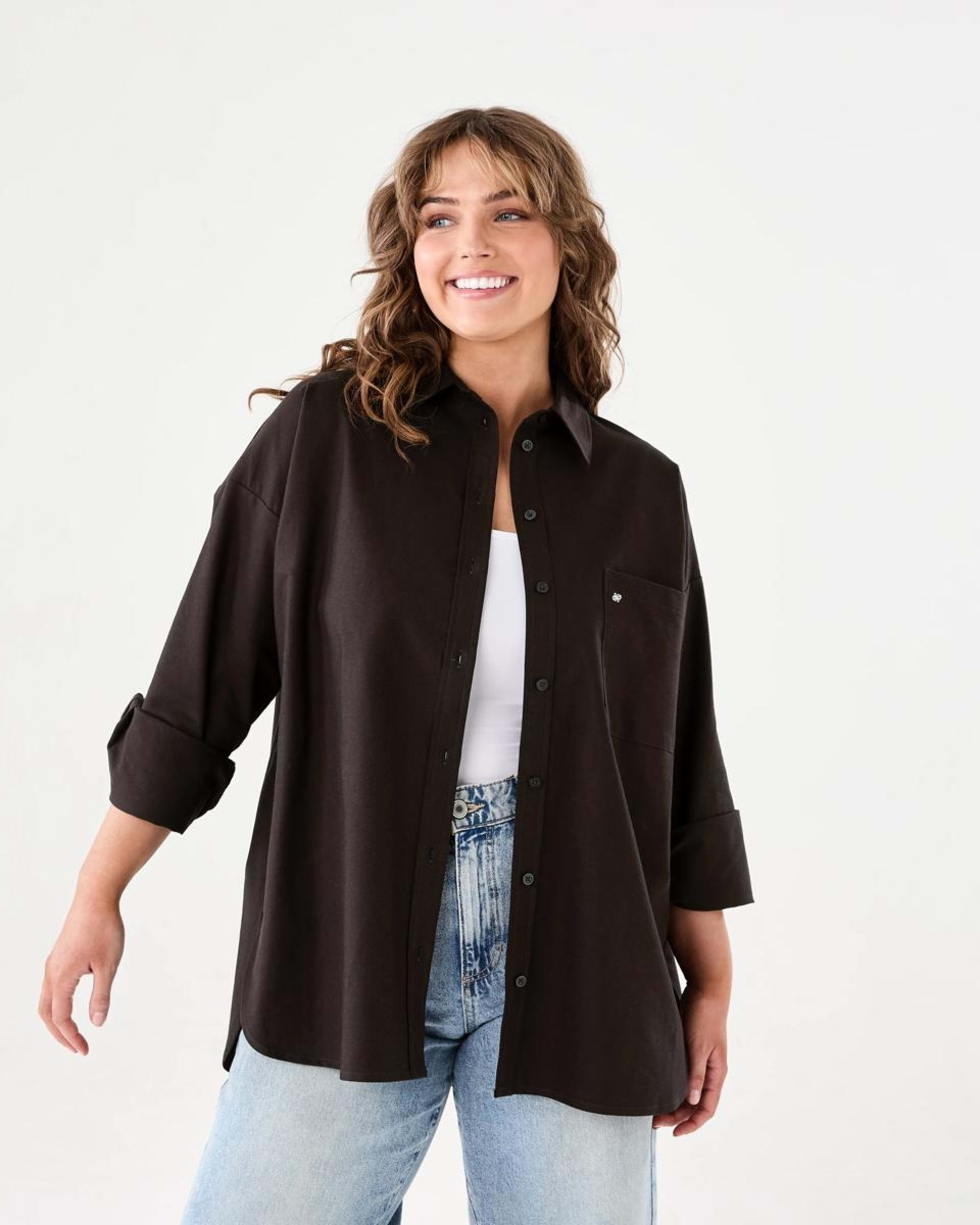 1 Long Sleeve Oxford Shirt MELTED CHOCOLATE, 1 of 6