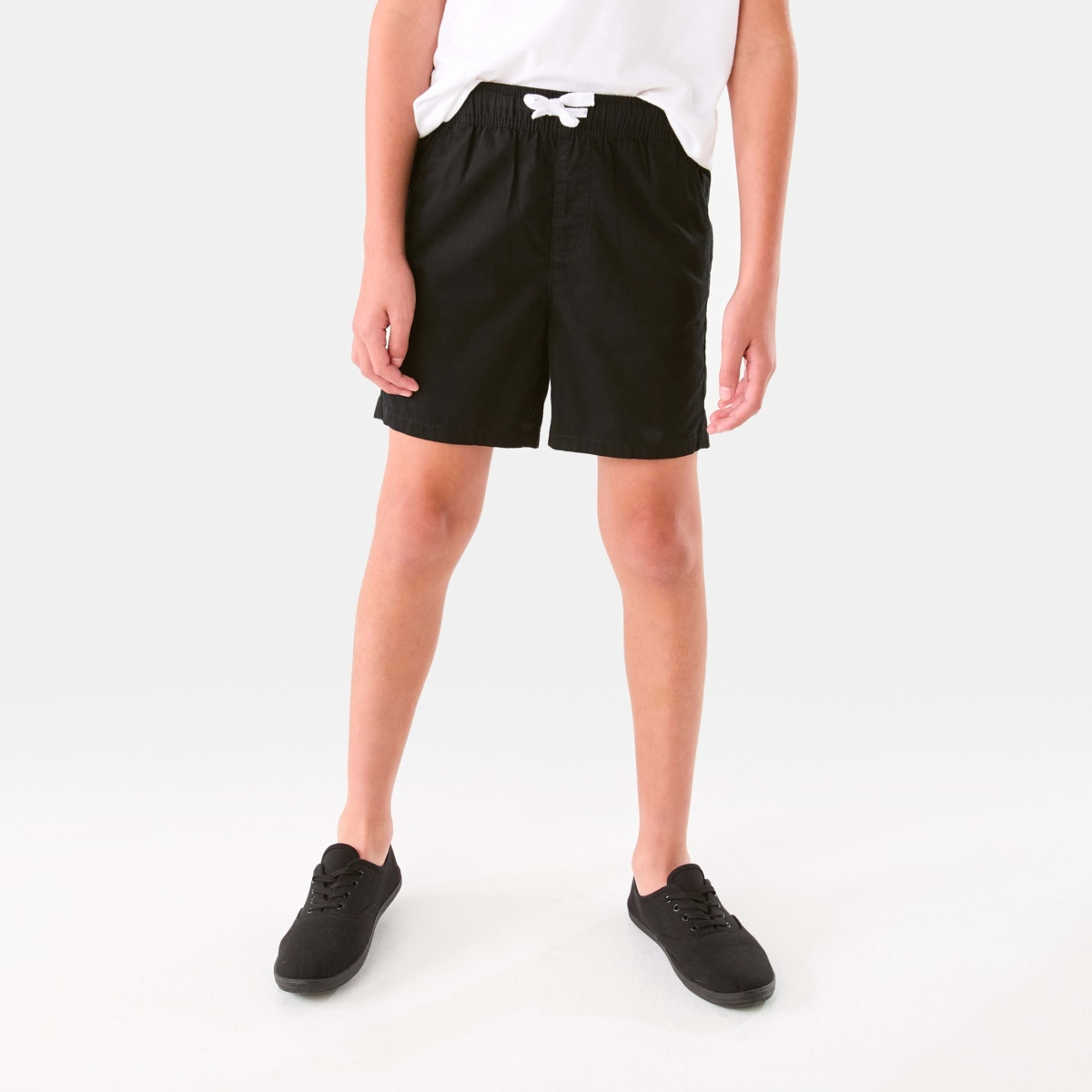 1 Solid Twill Shorts Black, 1 of 8