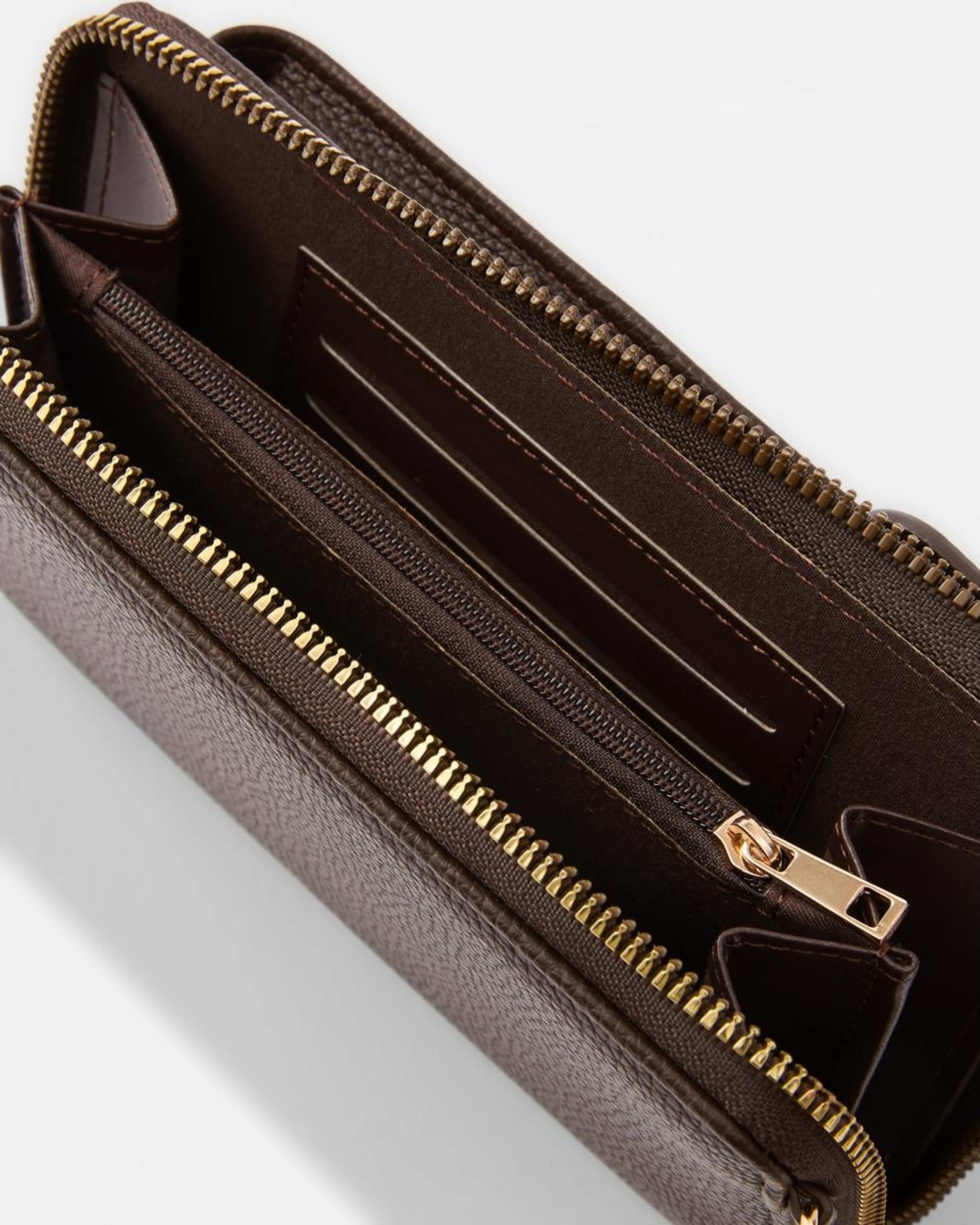 5 Sim Fabric Strap Phone Wallet Choc Plum, 5 of 6