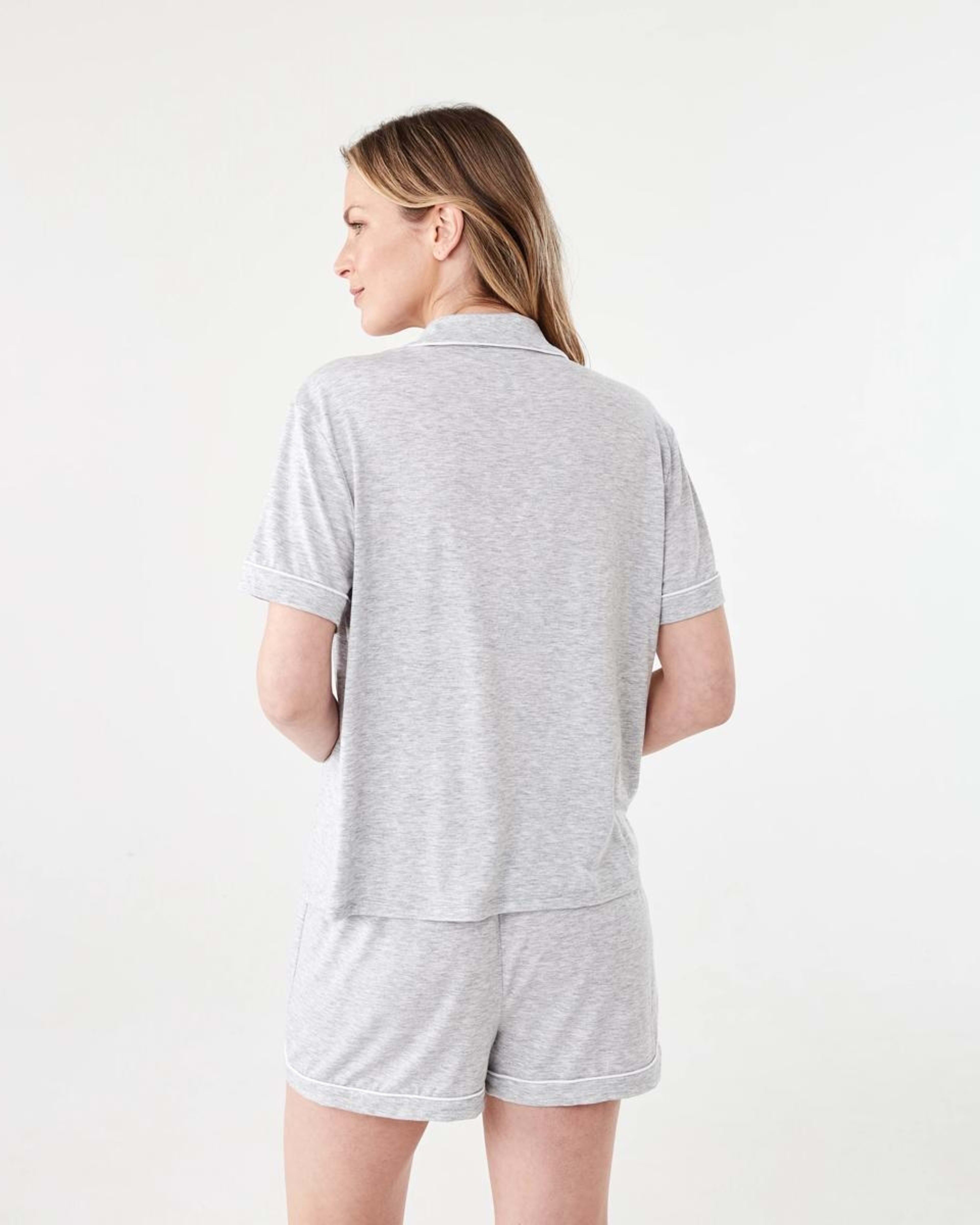 3 Short Sleeve Top and Shorts Comfort Pyjama Set Slvr Marle, 3 of 9