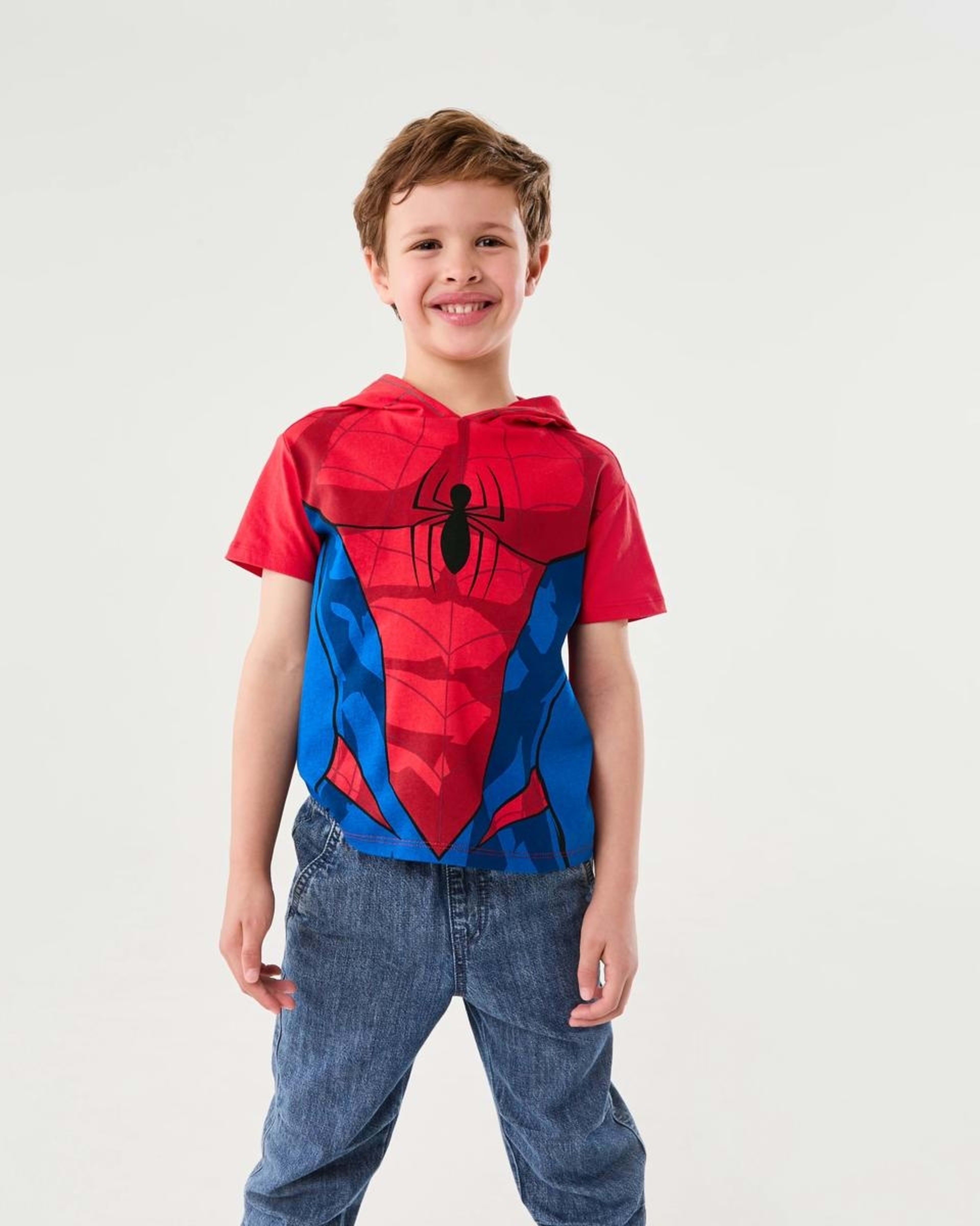 1 Spider-Man License Character Hooded Mesh T-shirt SPIDERMAN