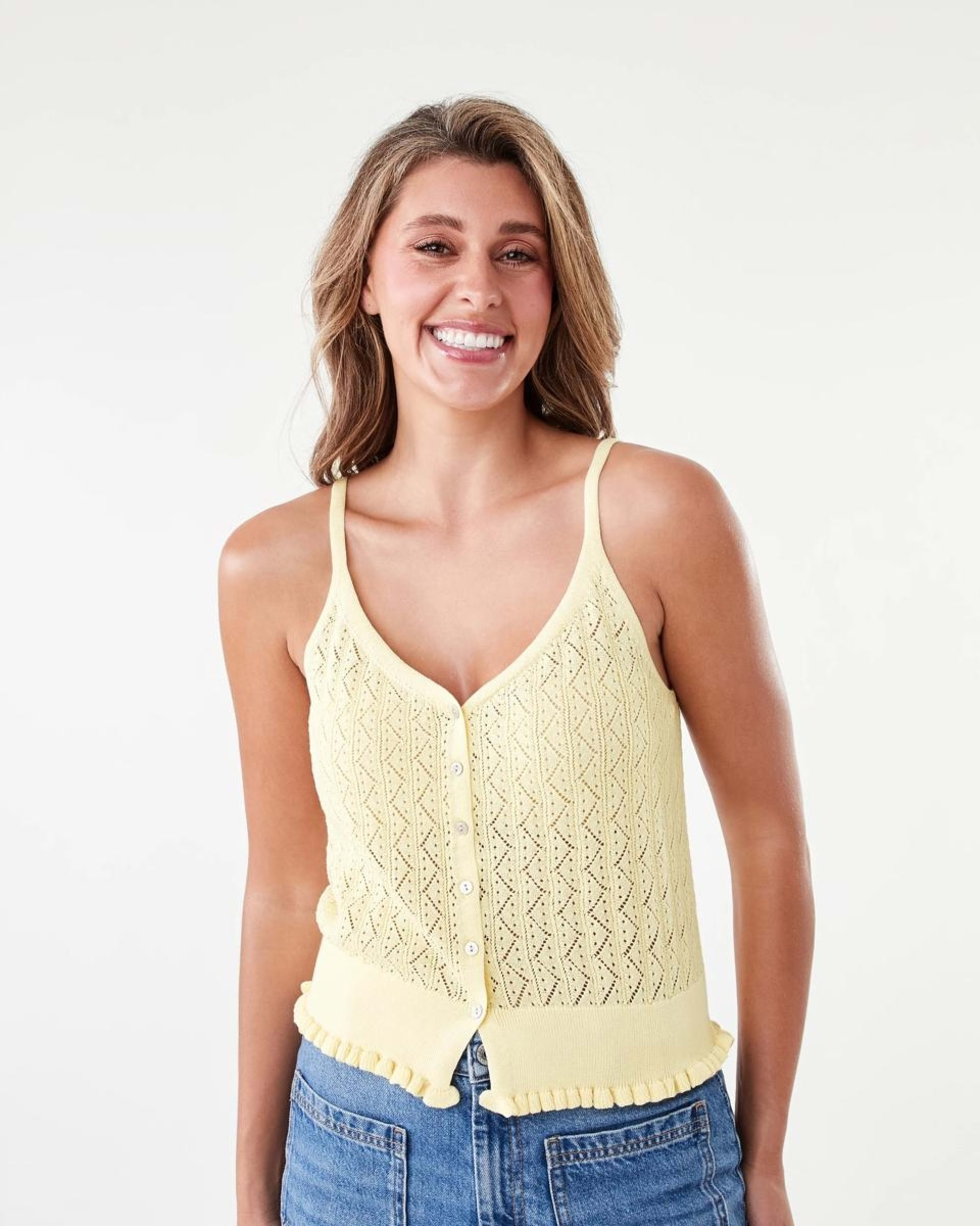 1 Pointelle Cami Fln Yellow, 1 of 7