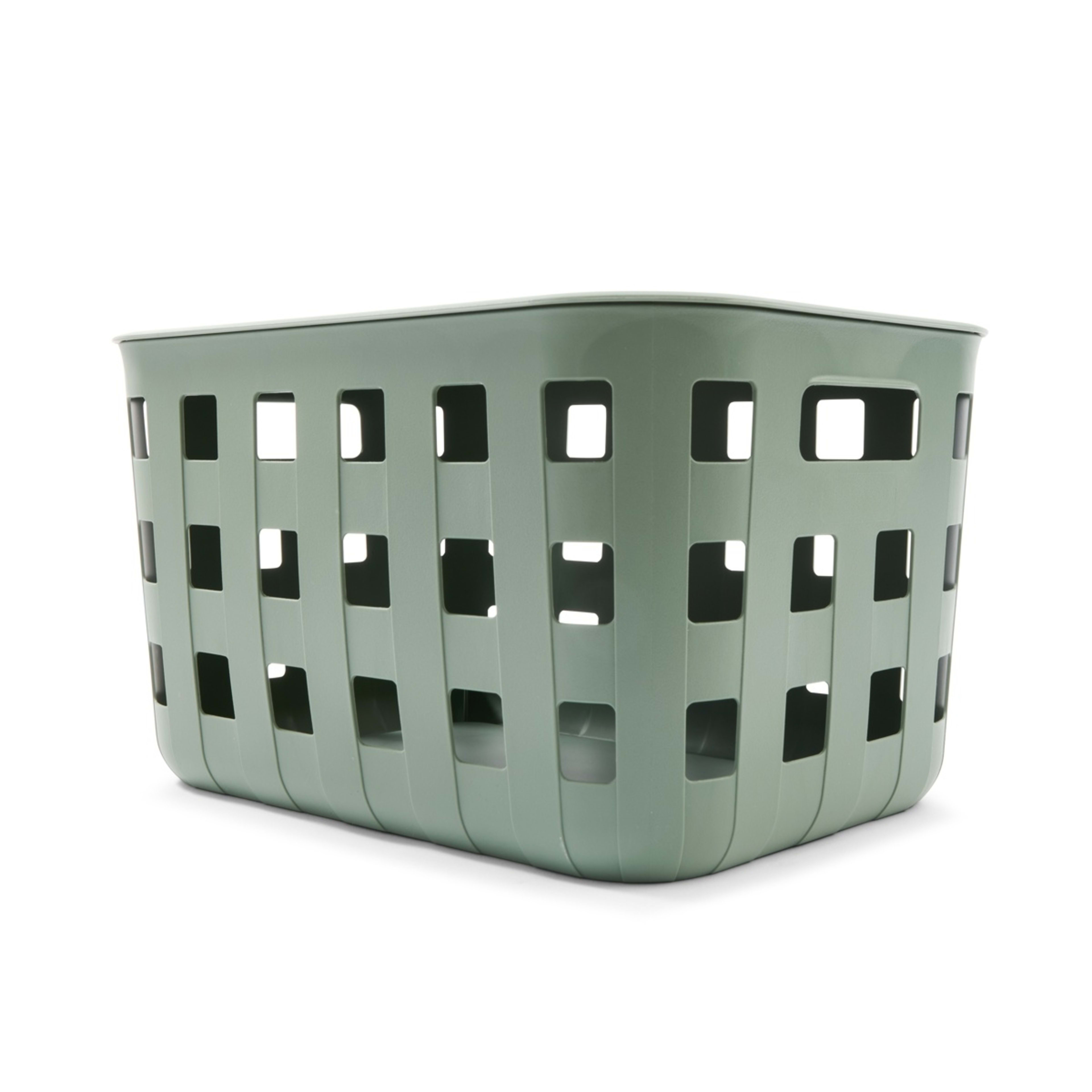 1 18L Rectangle Trellis Basket with Lid - Green, 1 of 9