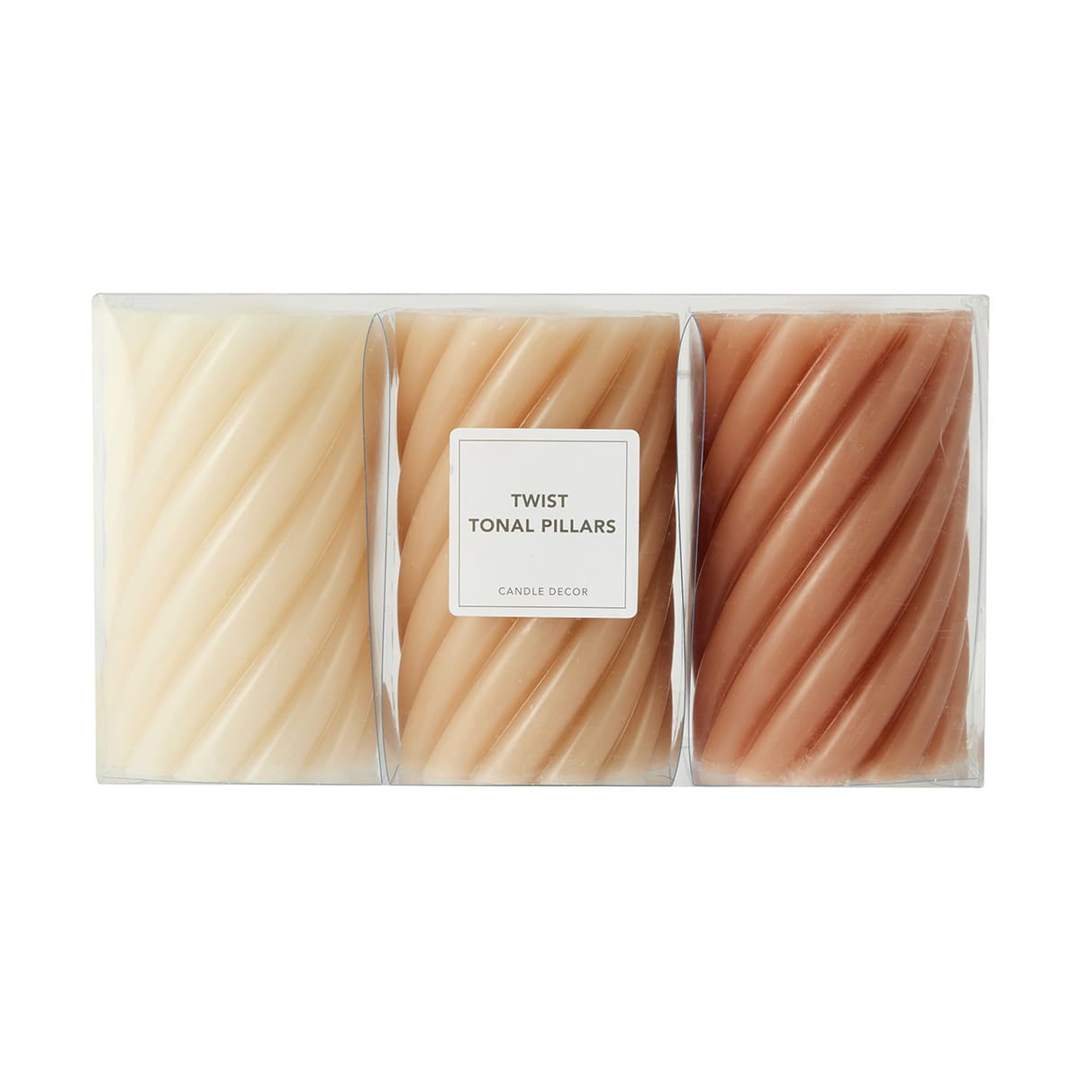 3 Pack Twist Tonal Pillar Candles Kmart