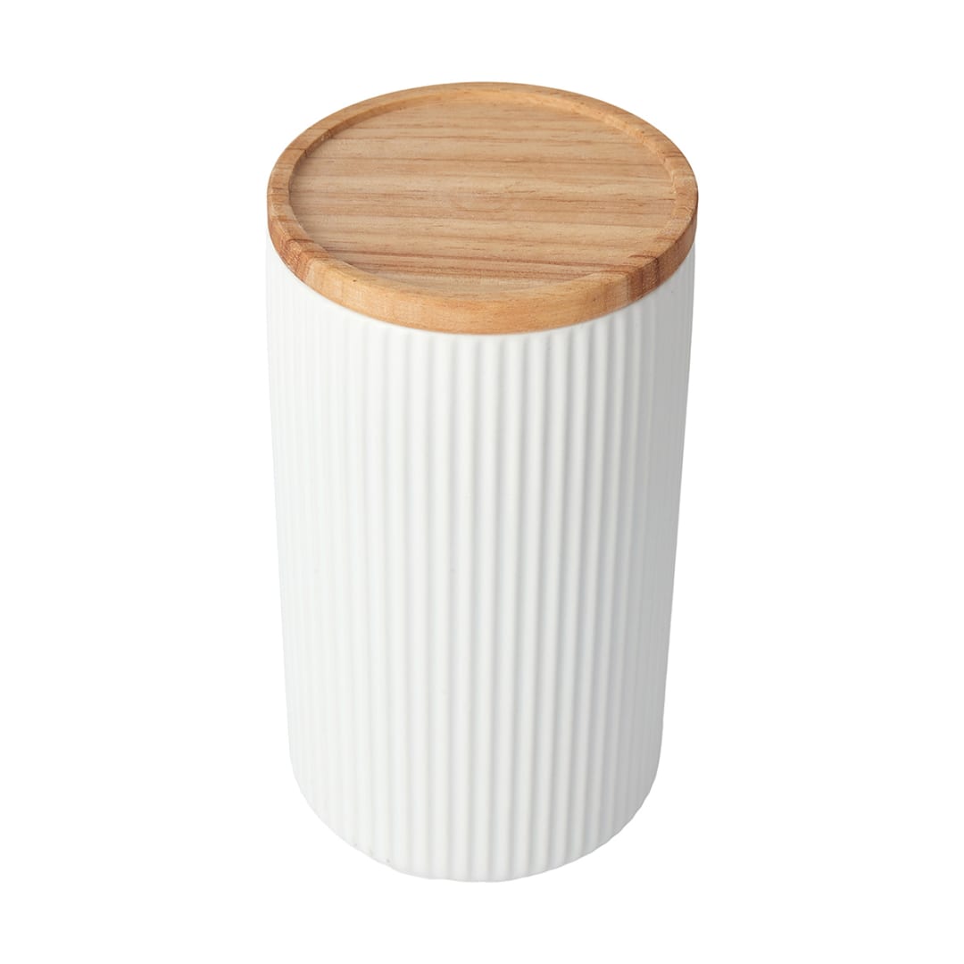 Large White Ribbed Canister Kmart