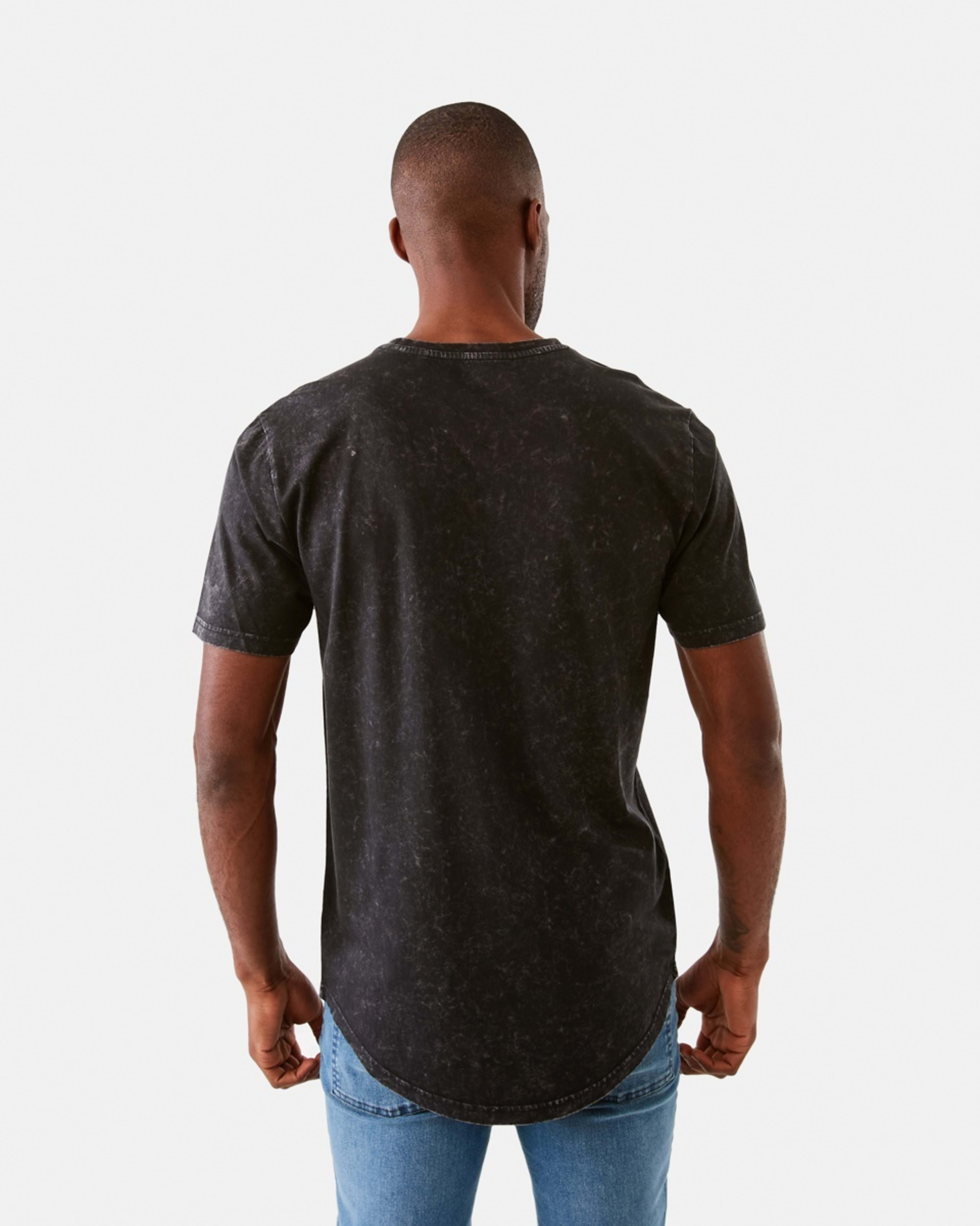 3 Acid Wash Curved Hem T-shirt Black, 3 of 5