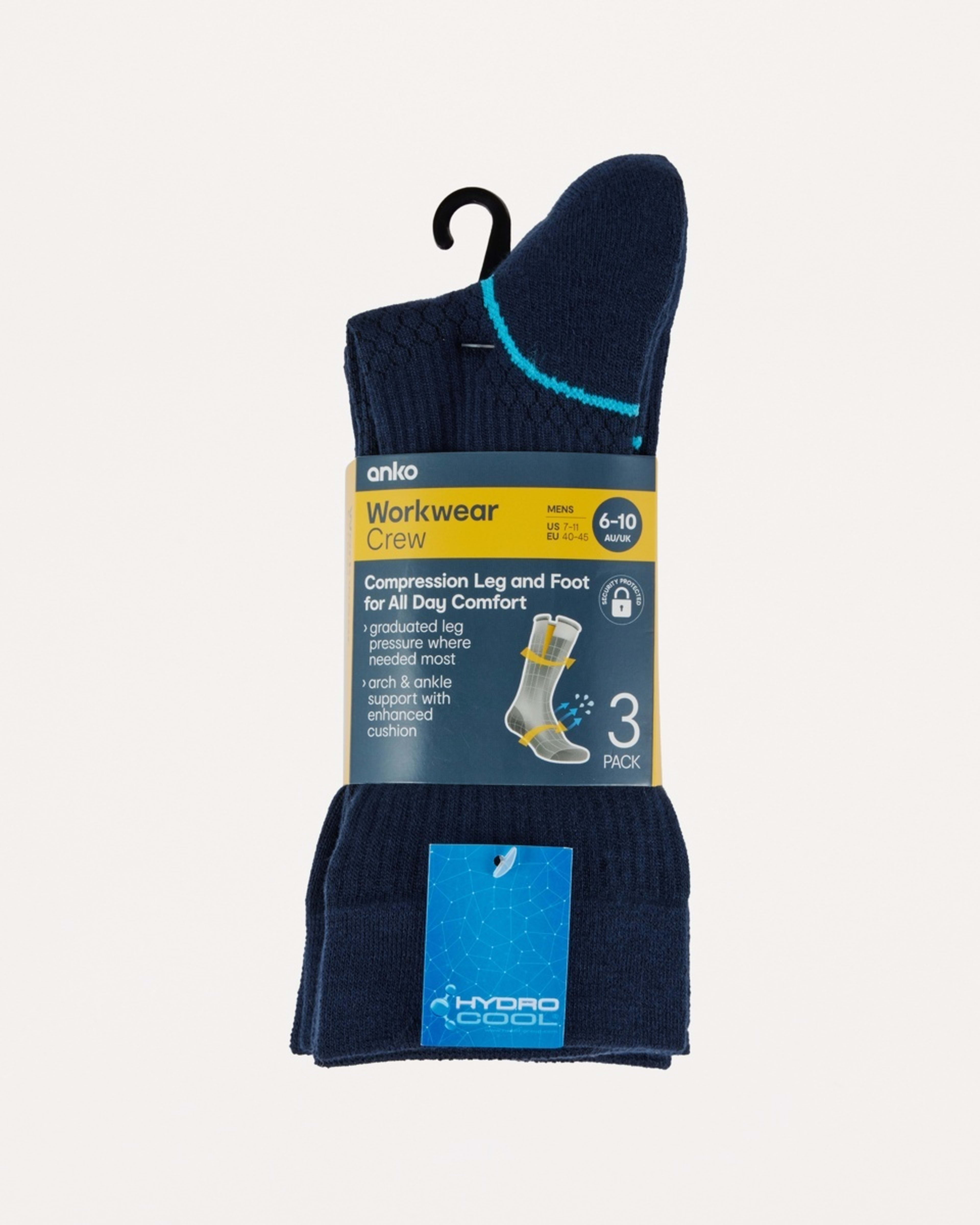 3 3 Pack Compression Crew Socks COMP NAVY, 3 of 3