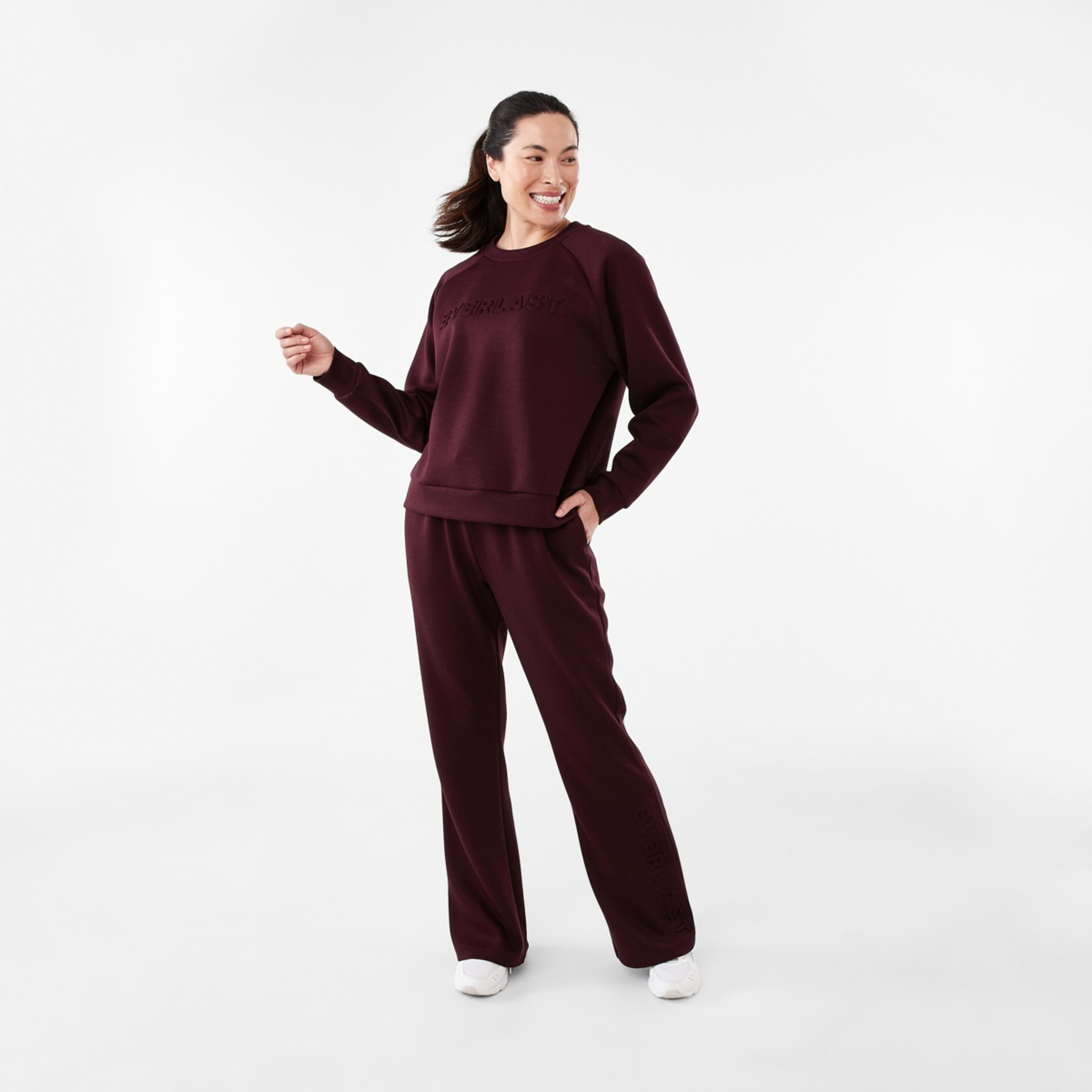 6 Everlast Womens Scuba Raglan Crew Neck Sweatshirt Everlast Cherry Red, 6 of 6