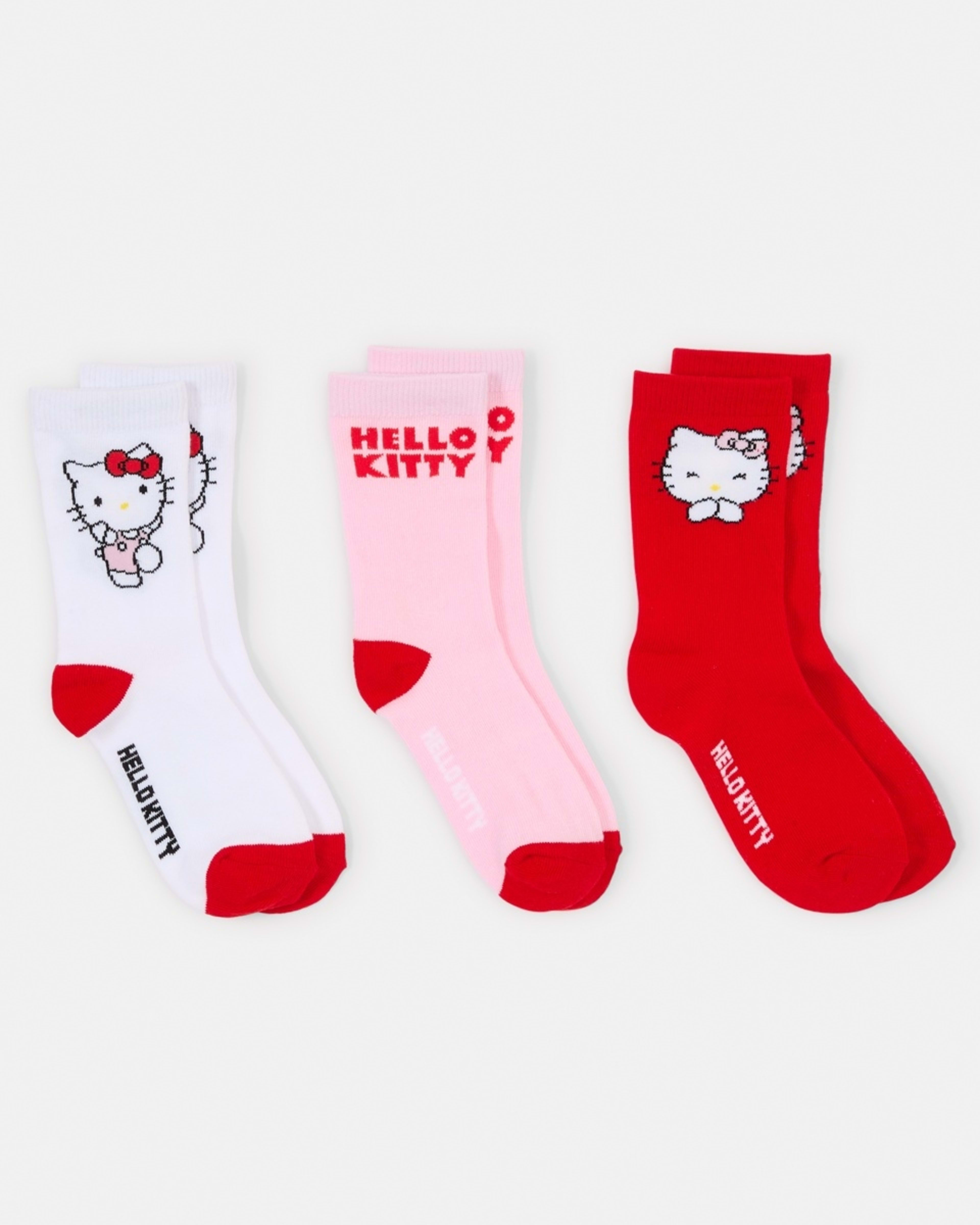 1 3 Pack Hello Kitty License Crew Socks Hellokitty