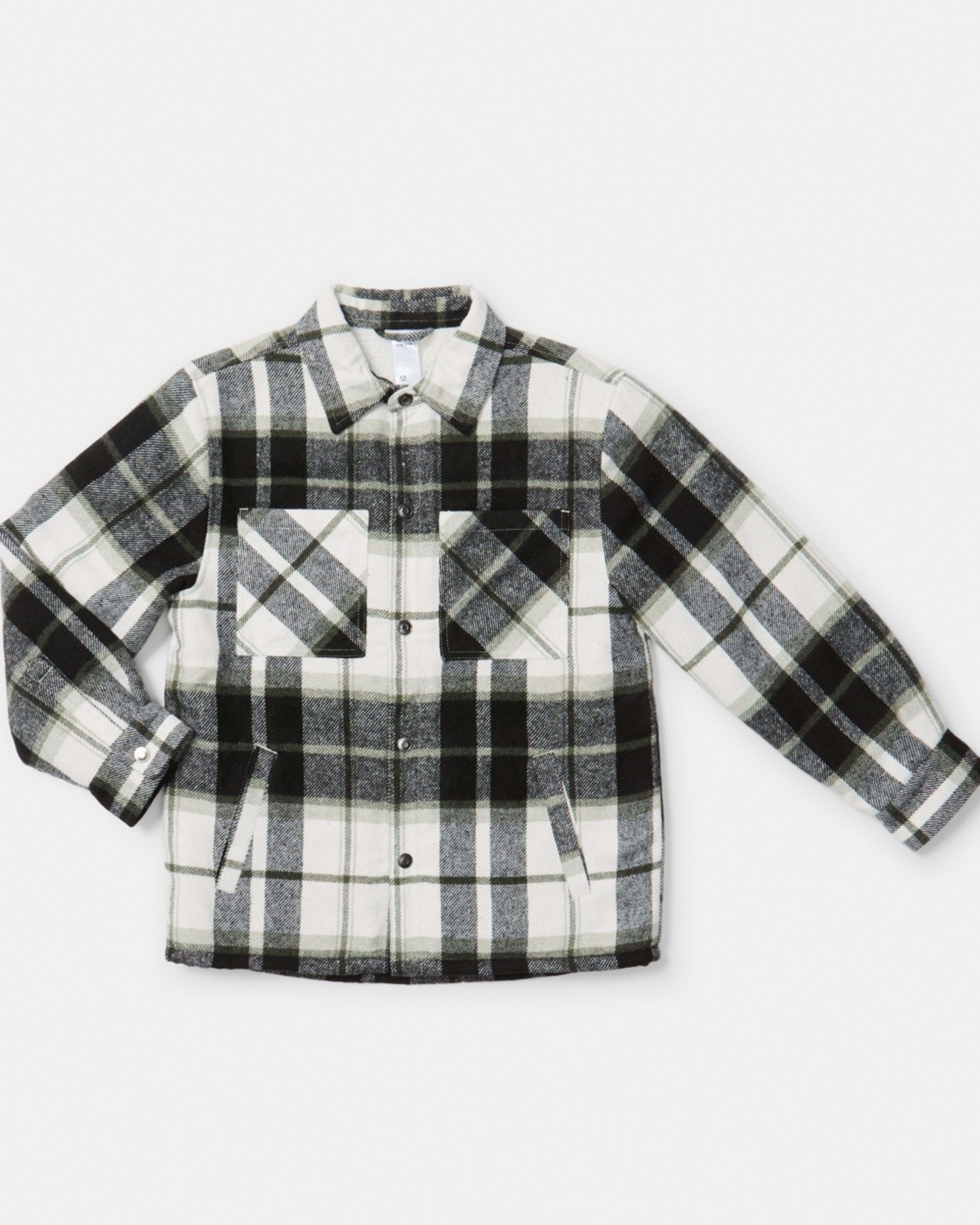 9 Sherpa Lined Plaid Jacket Green Check, 9 of 10