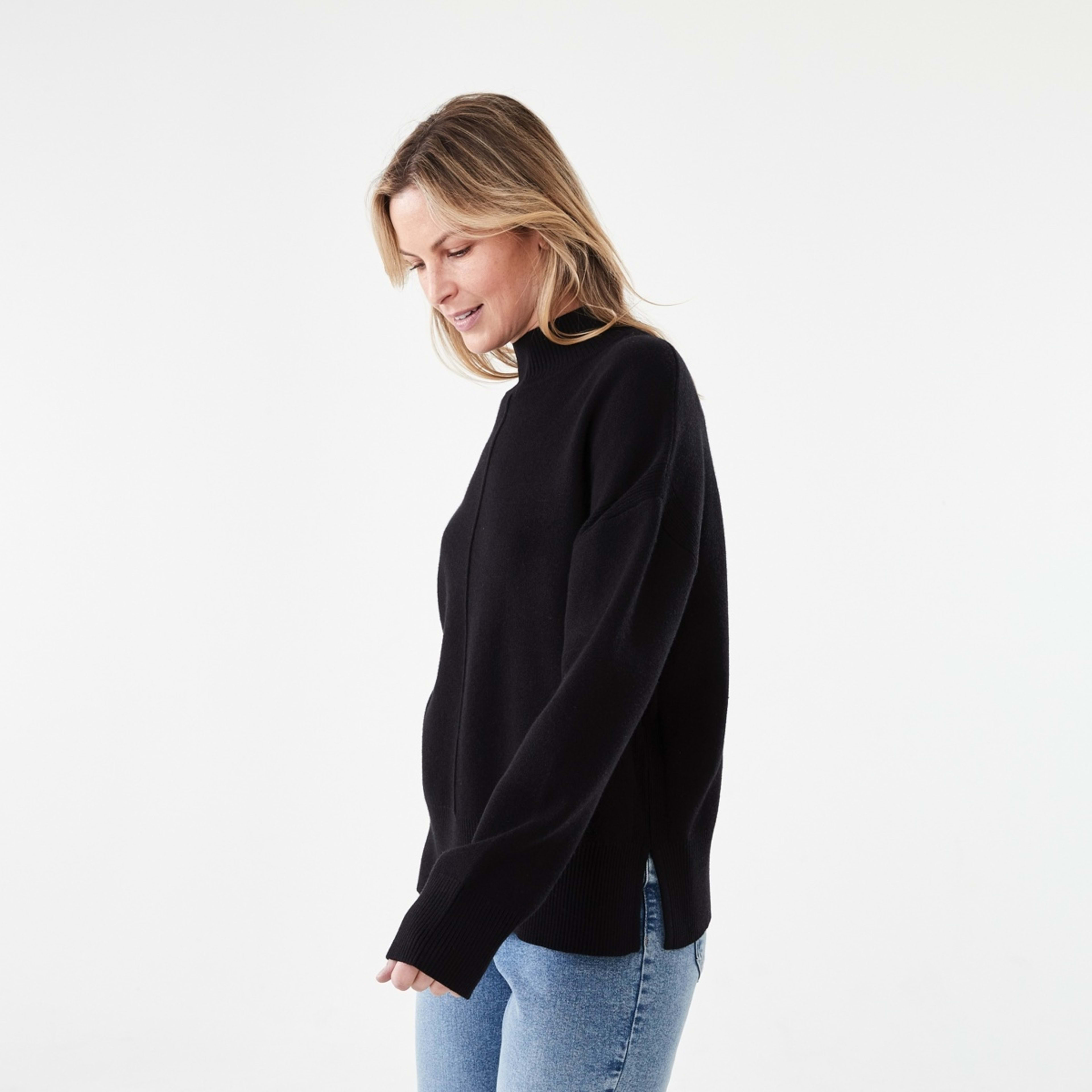 2 Compact Mock Neck Jumper Black, 2 of 6