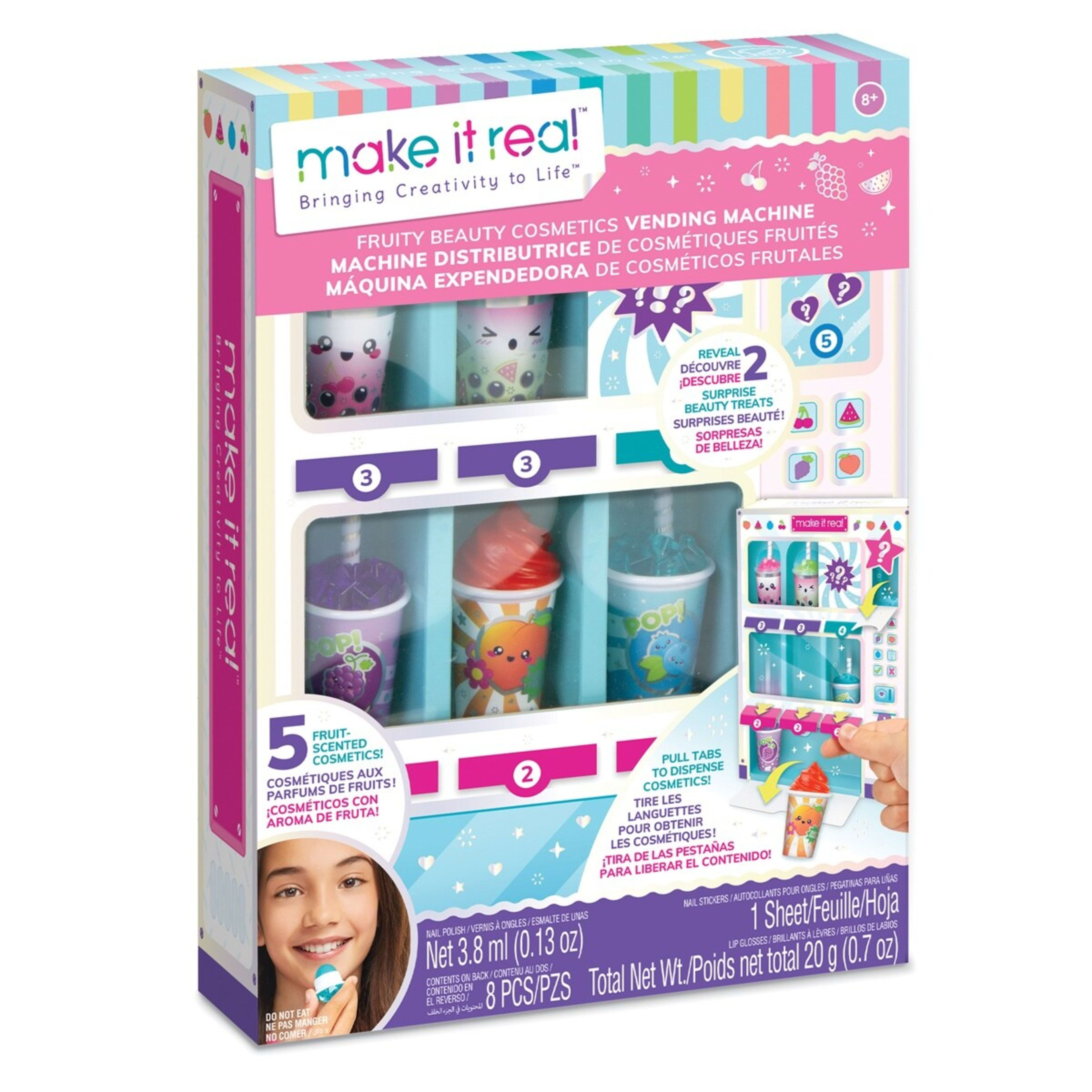 1 8 Piece Make It Real Fruity Beauty Cosmetics Vending Machine Set, 1 of 9