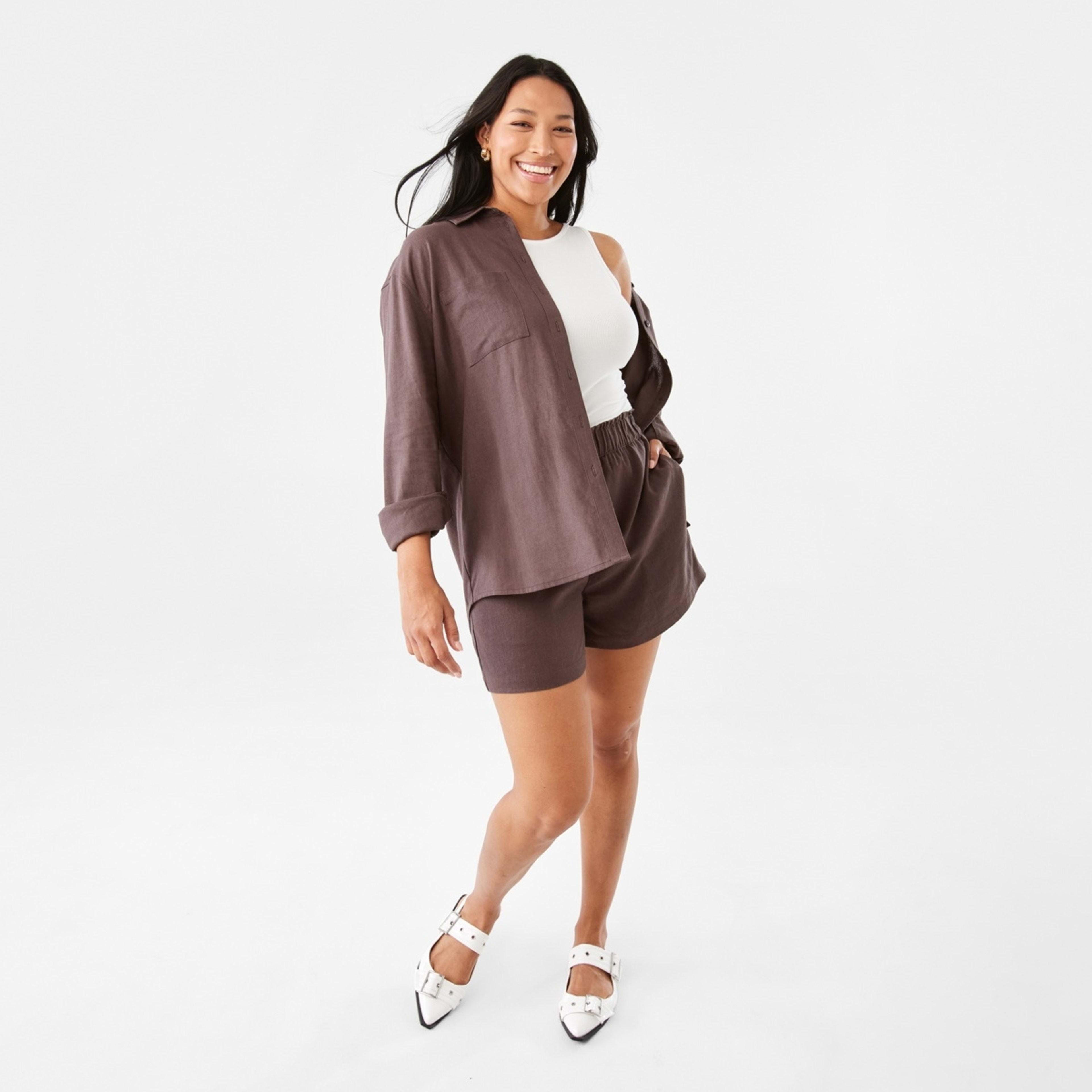 11 Long Sleeve Linen Blend Shirt Espresso, 11 of 11