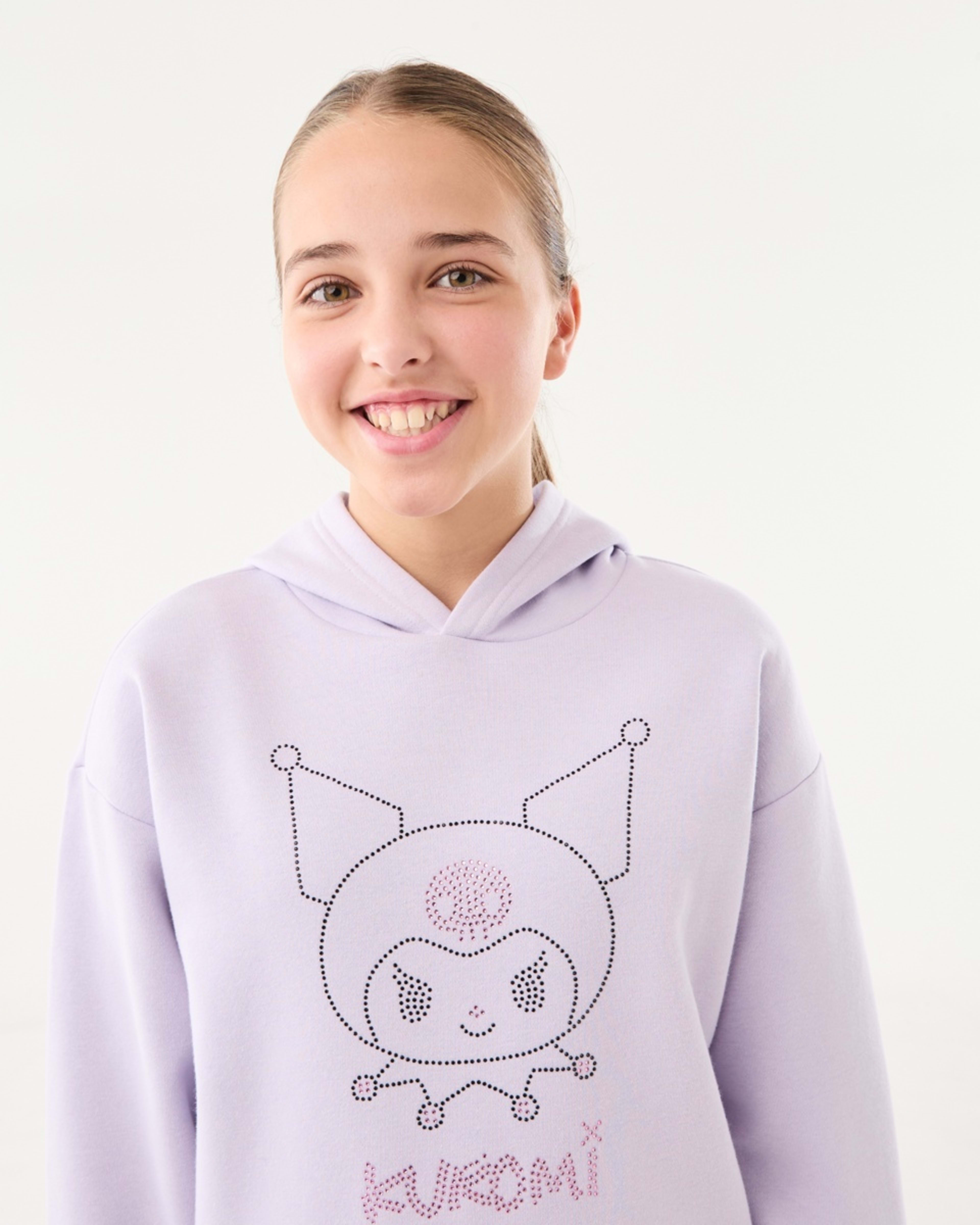 3 Kuromi License Oversized Hoodie Kuromi Two Tone Head With Pink Skull, 3 of 8