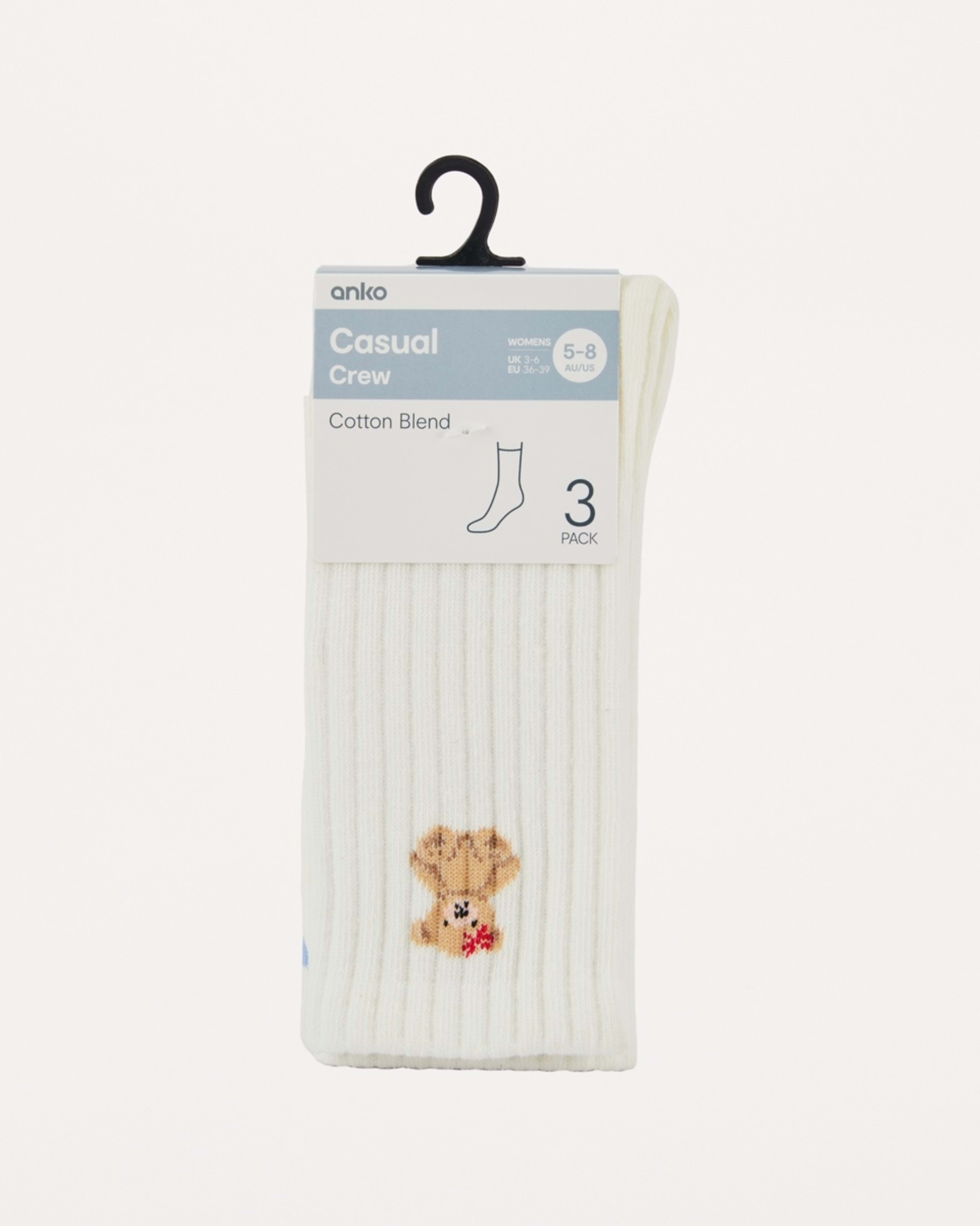 3 3 Pack Printed Crew Socks BEARS, 3 of 3