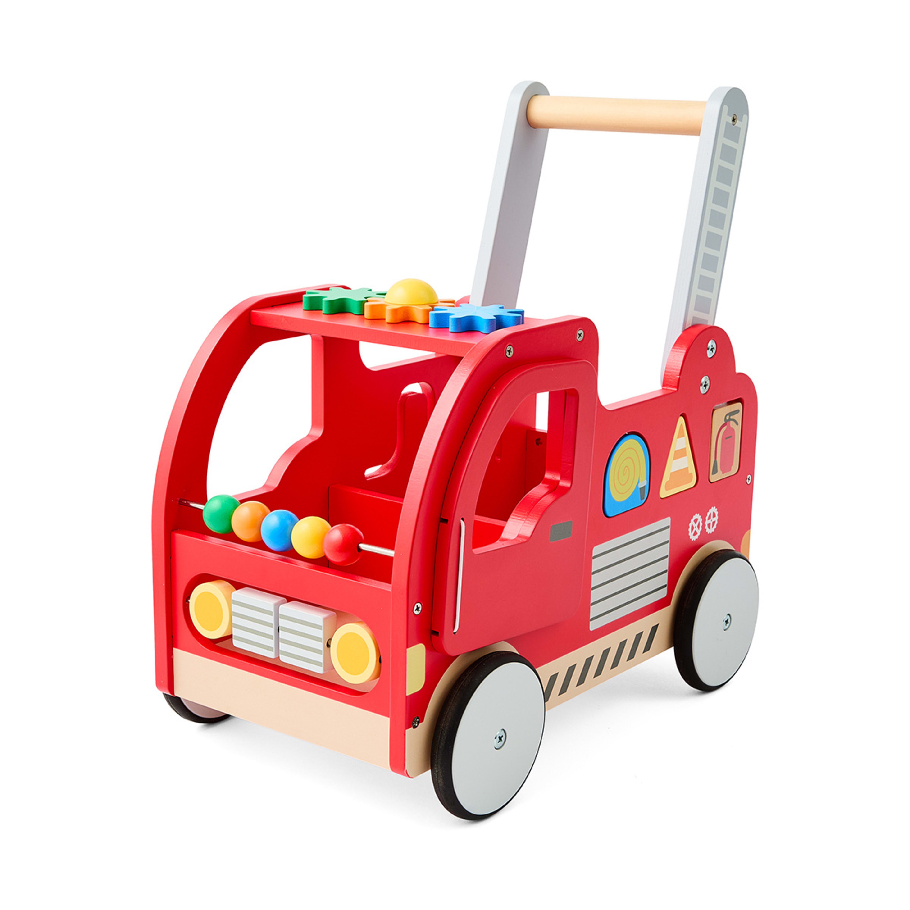 2 Wooden Play Push Along Fire Truck, 2 of 10