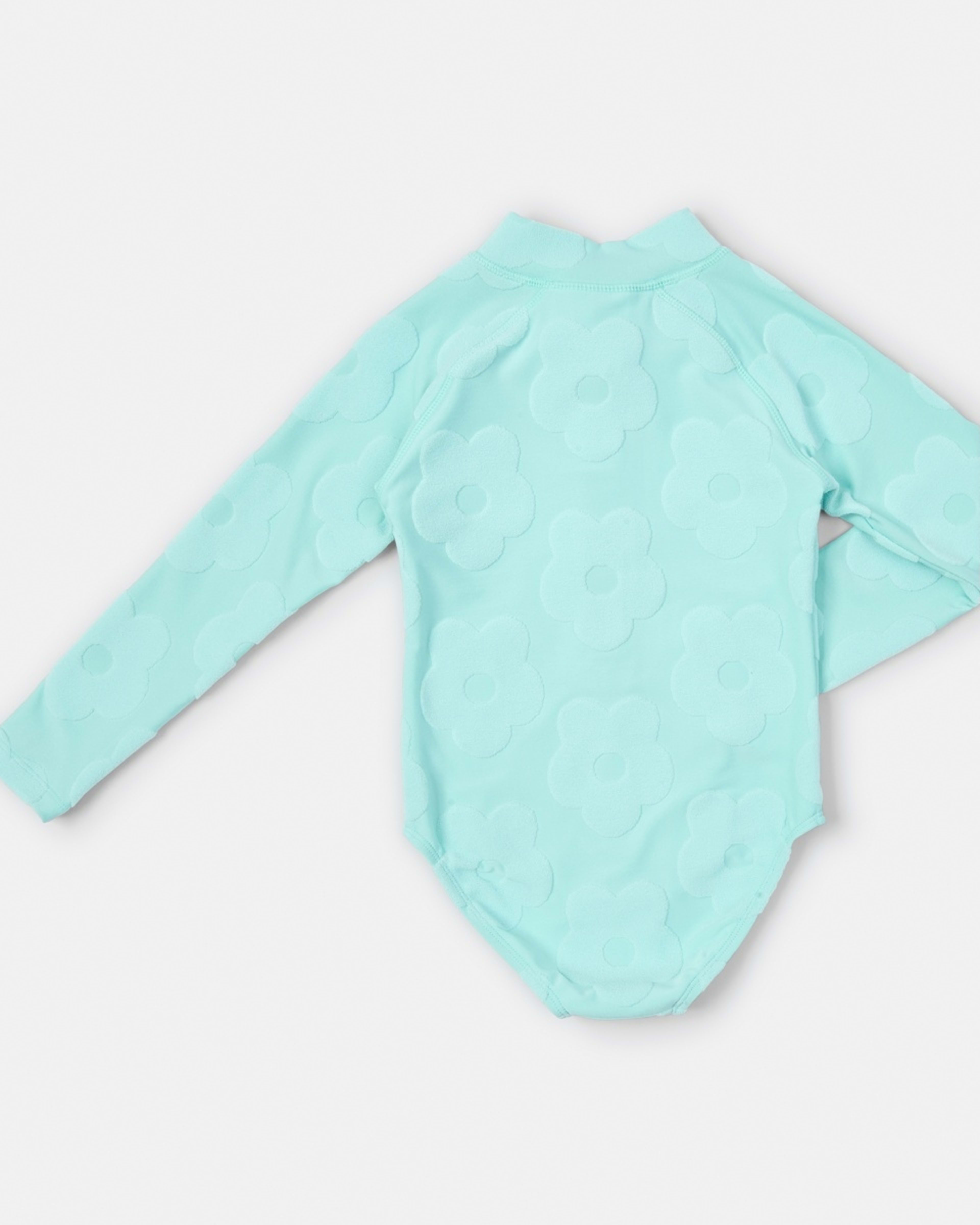 5 Long Sleeve One Piece Swimsuit Daisy Terry Pastel Turquoise, 5 of 5