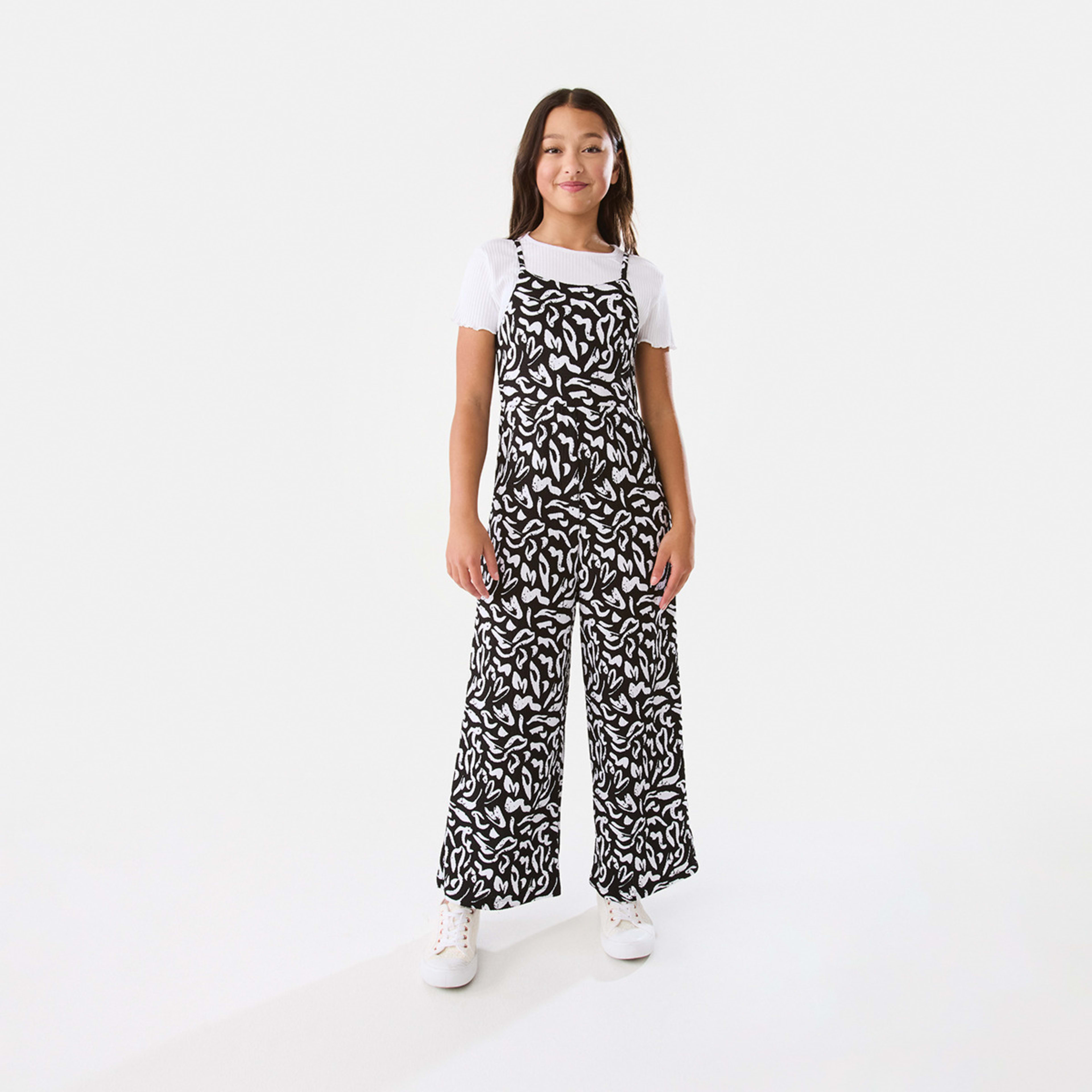 1 Long Leg Jumpsuit Monochromatic Splatter Black, 1 of 8