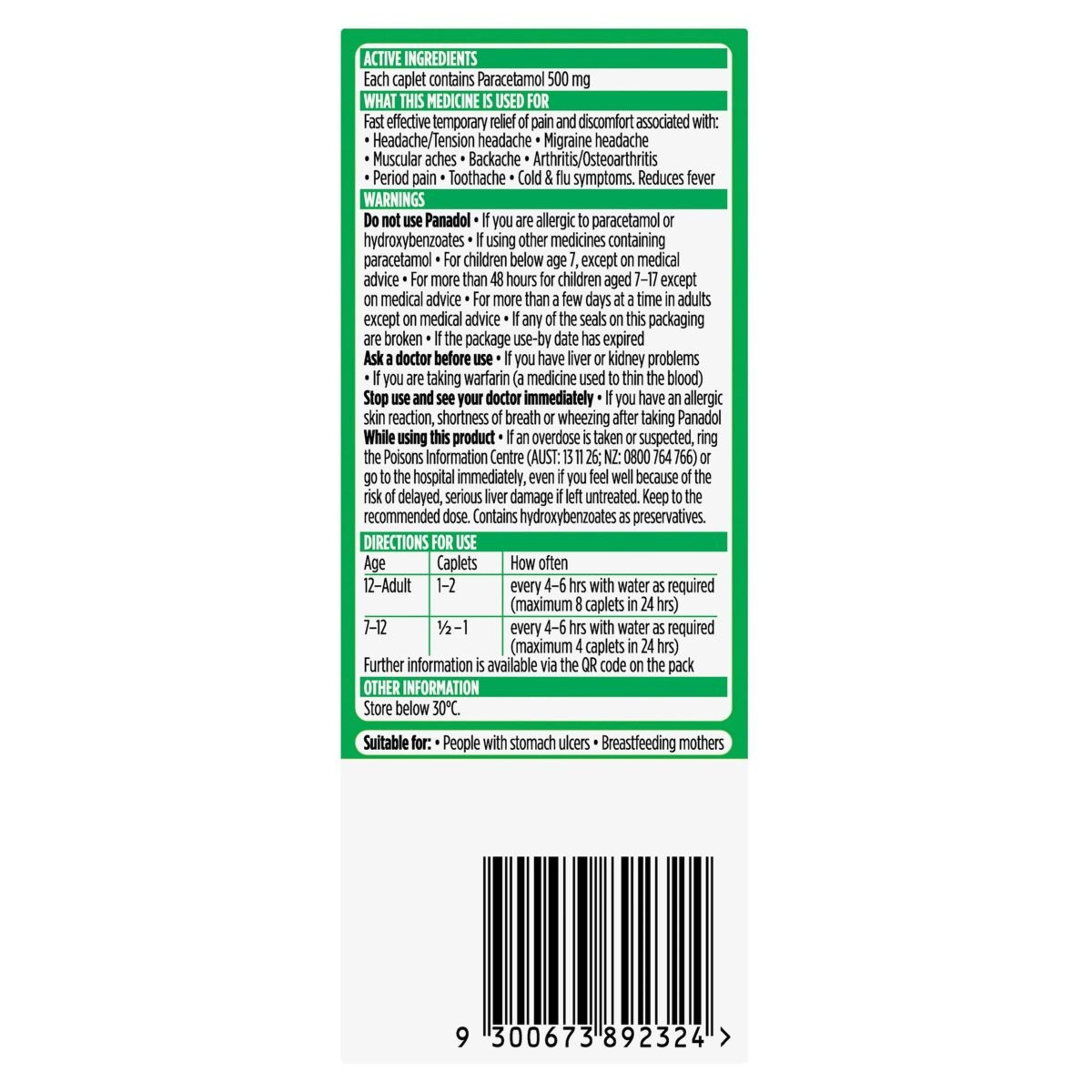 3 16 Pack Panadol Optizorb Paracetamol 500mg, 3 of 9