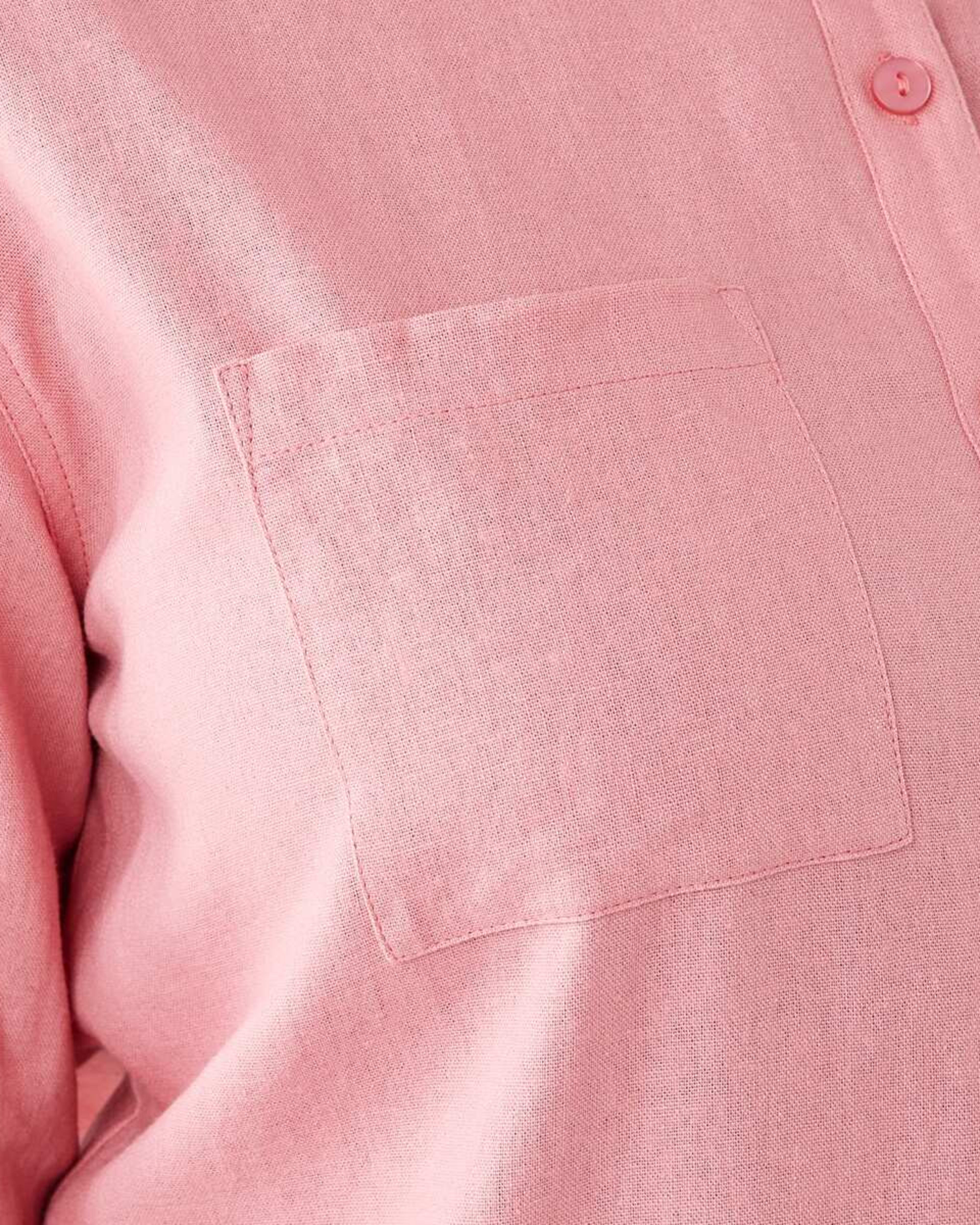 6 Long Sleeve Linen Blend Shirt Pink Wash, 6 of 7
