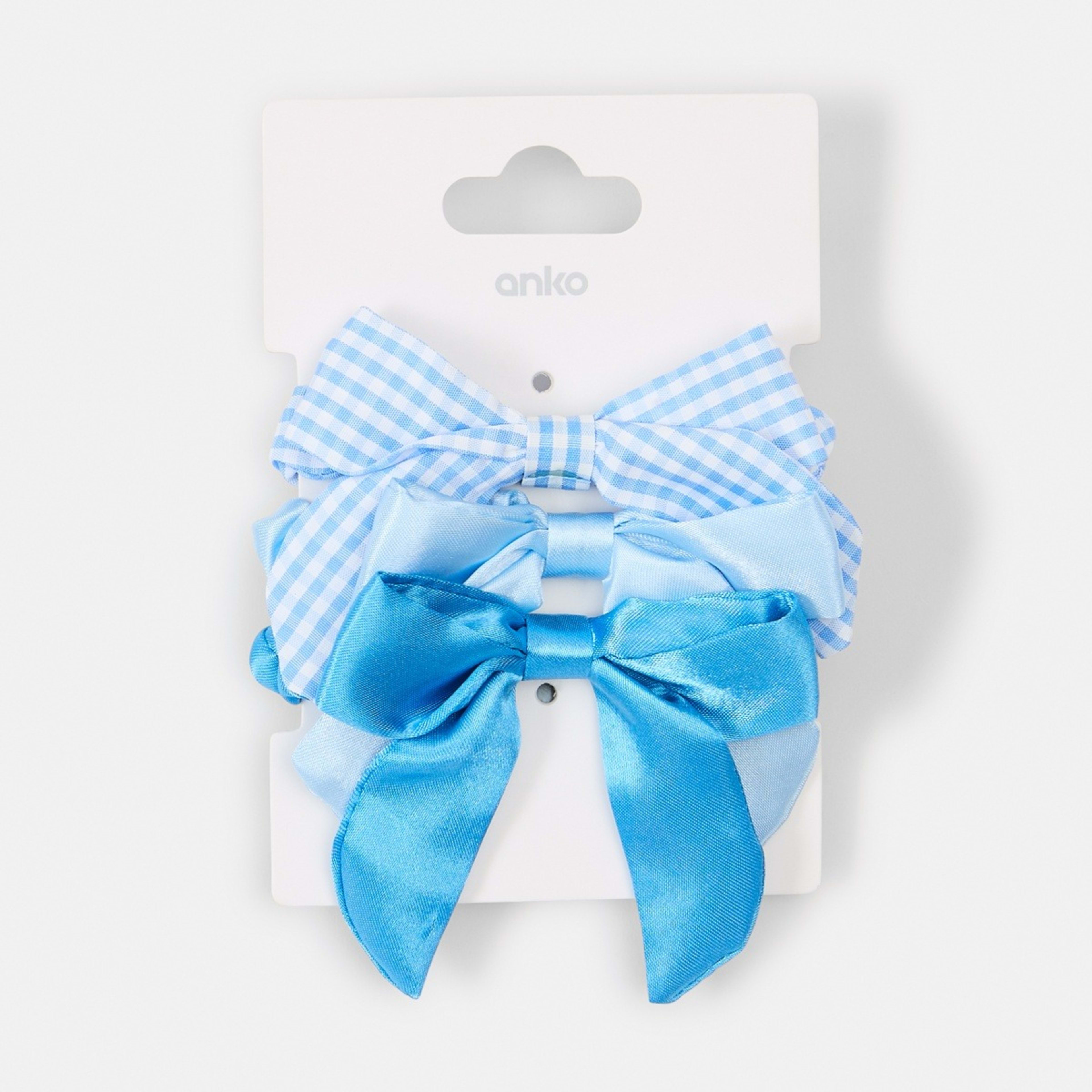 5 3 Pack Bow Hair Scrunchies - Blue, 5 of 5