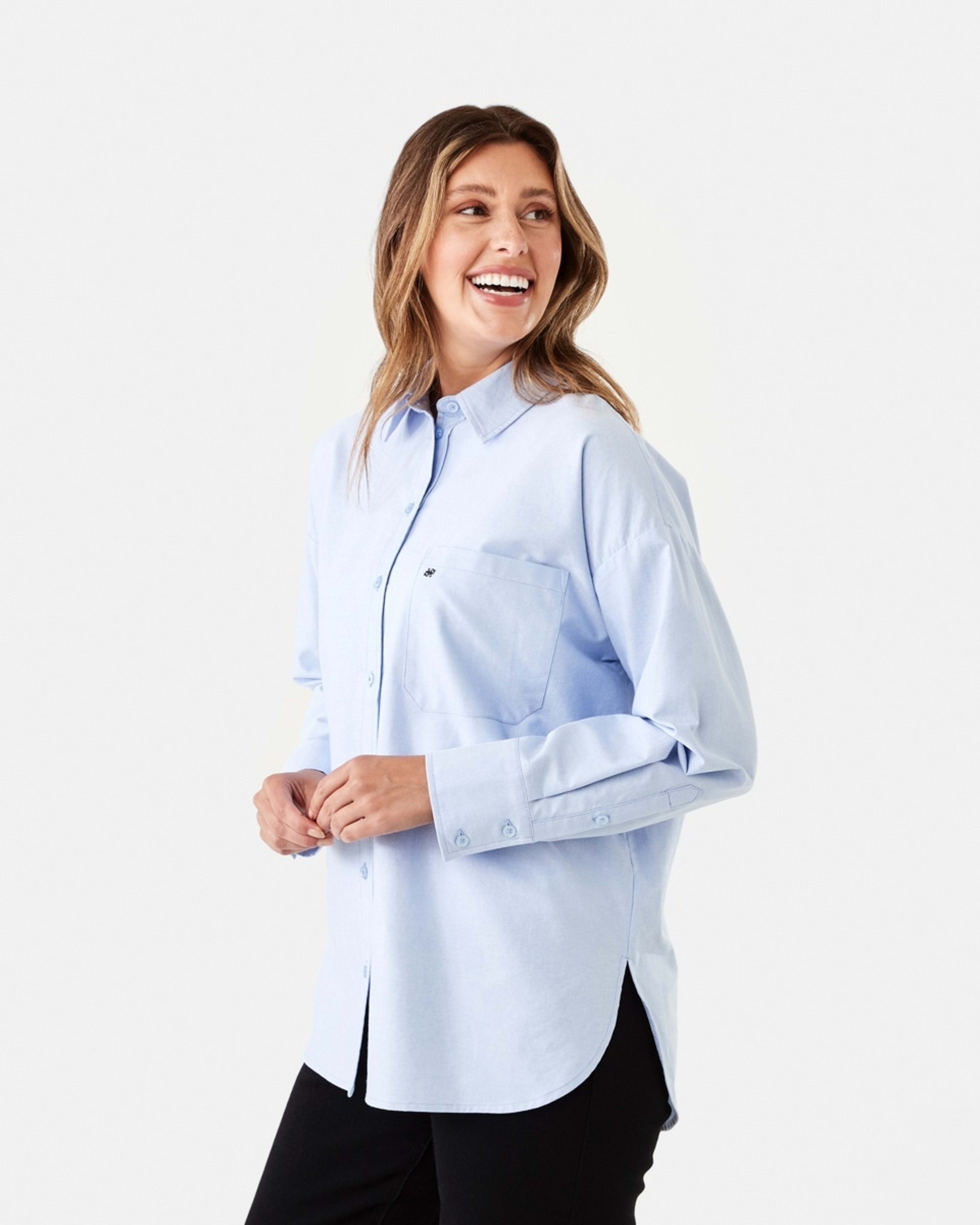 3 Long Sleeve Oxford Shirt DAYTIME BLUE, 3 of 8