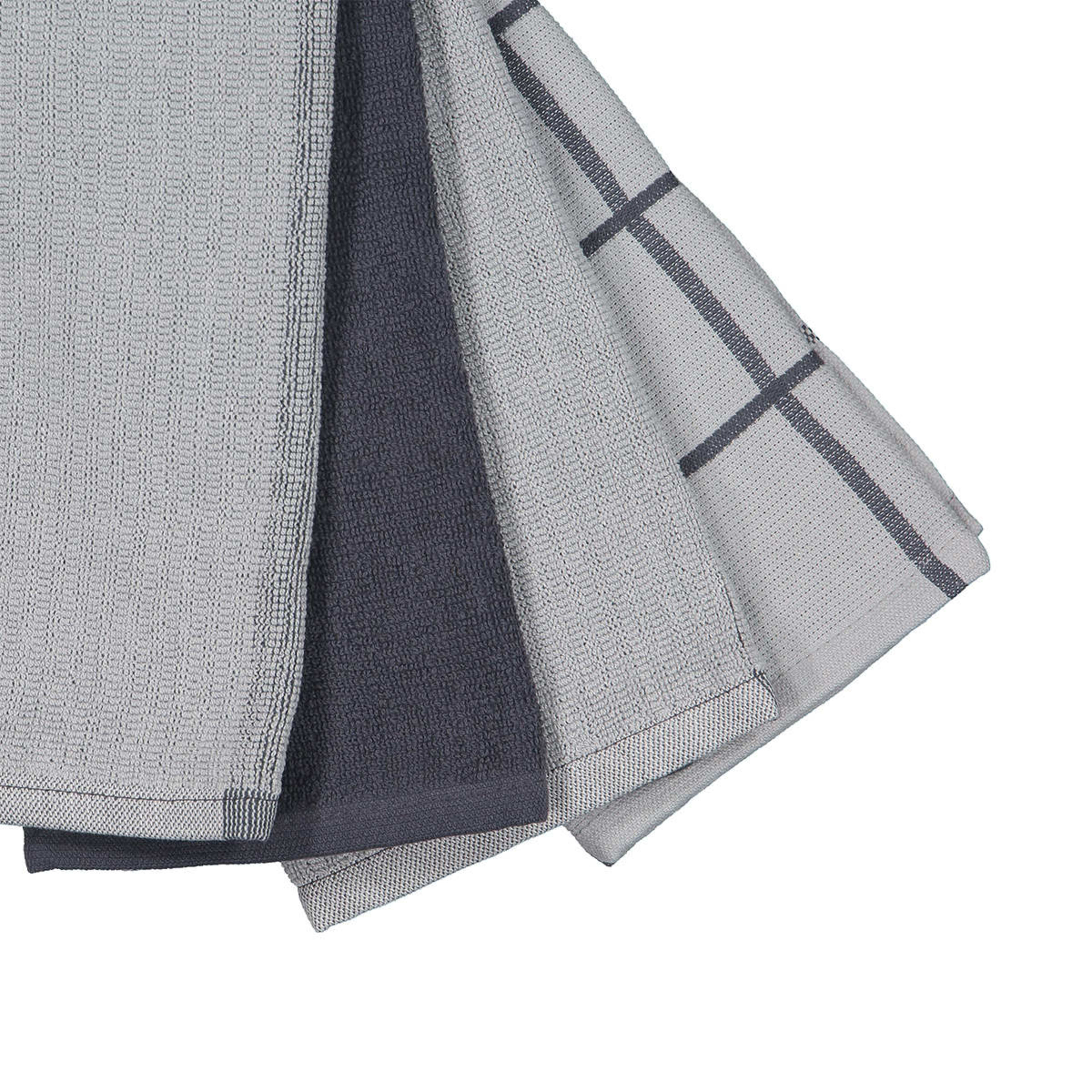4 Pack Grey Terry Linear Tea Towels Kmart