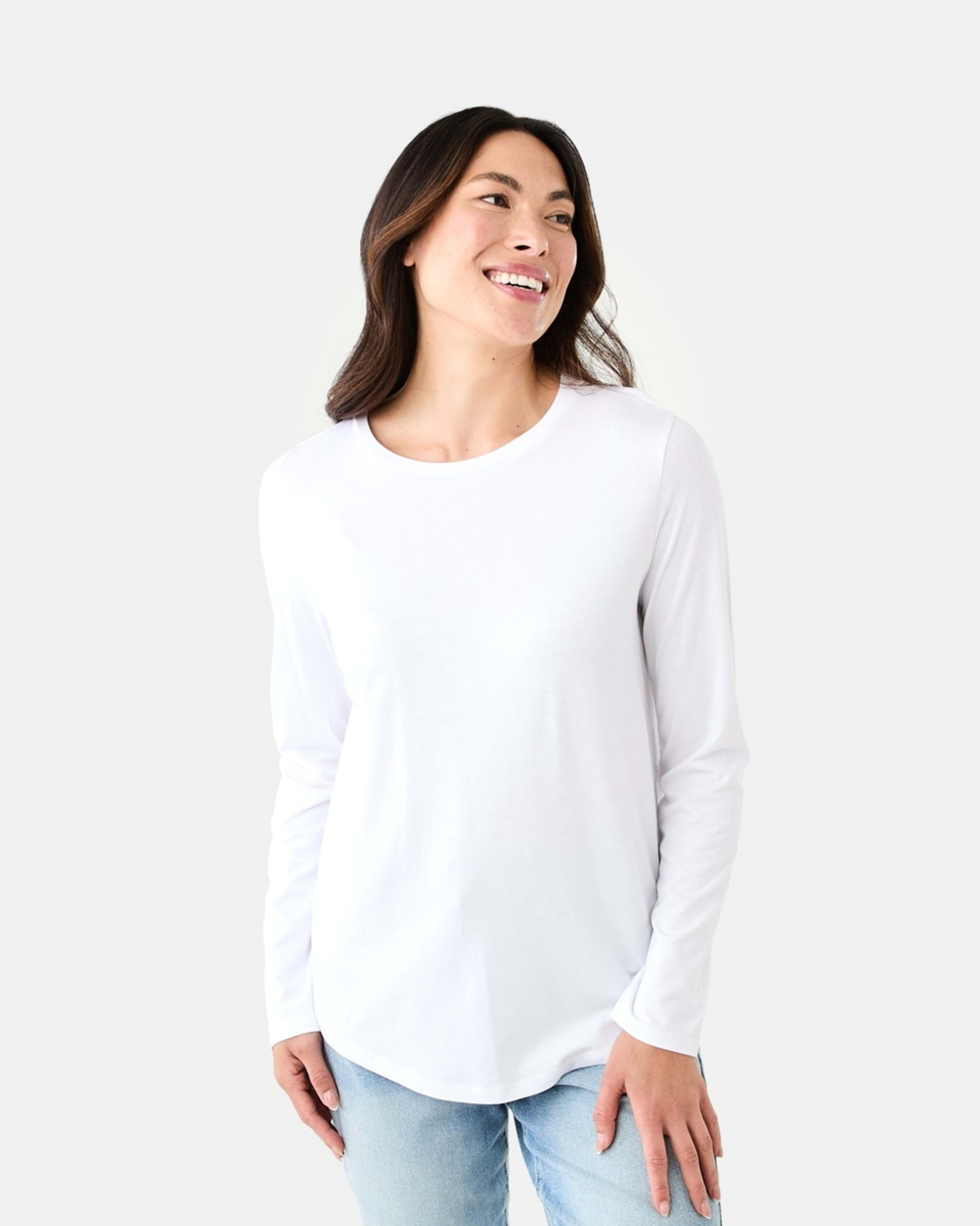 1 Long Sleeve Cotton Modal T-shirt WHITE