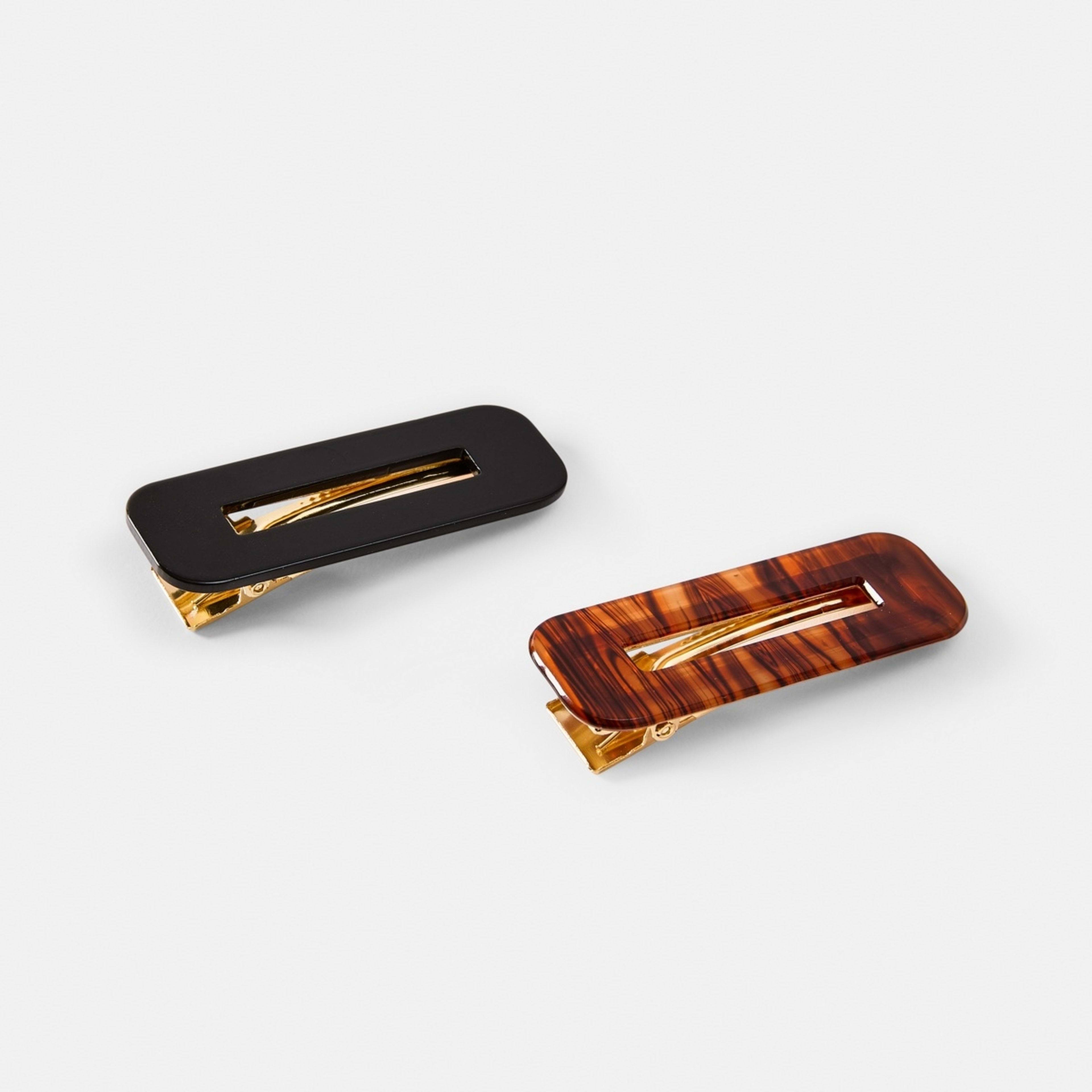 1 2 Pack Black and Brown Acrylic Slide Hair Clips