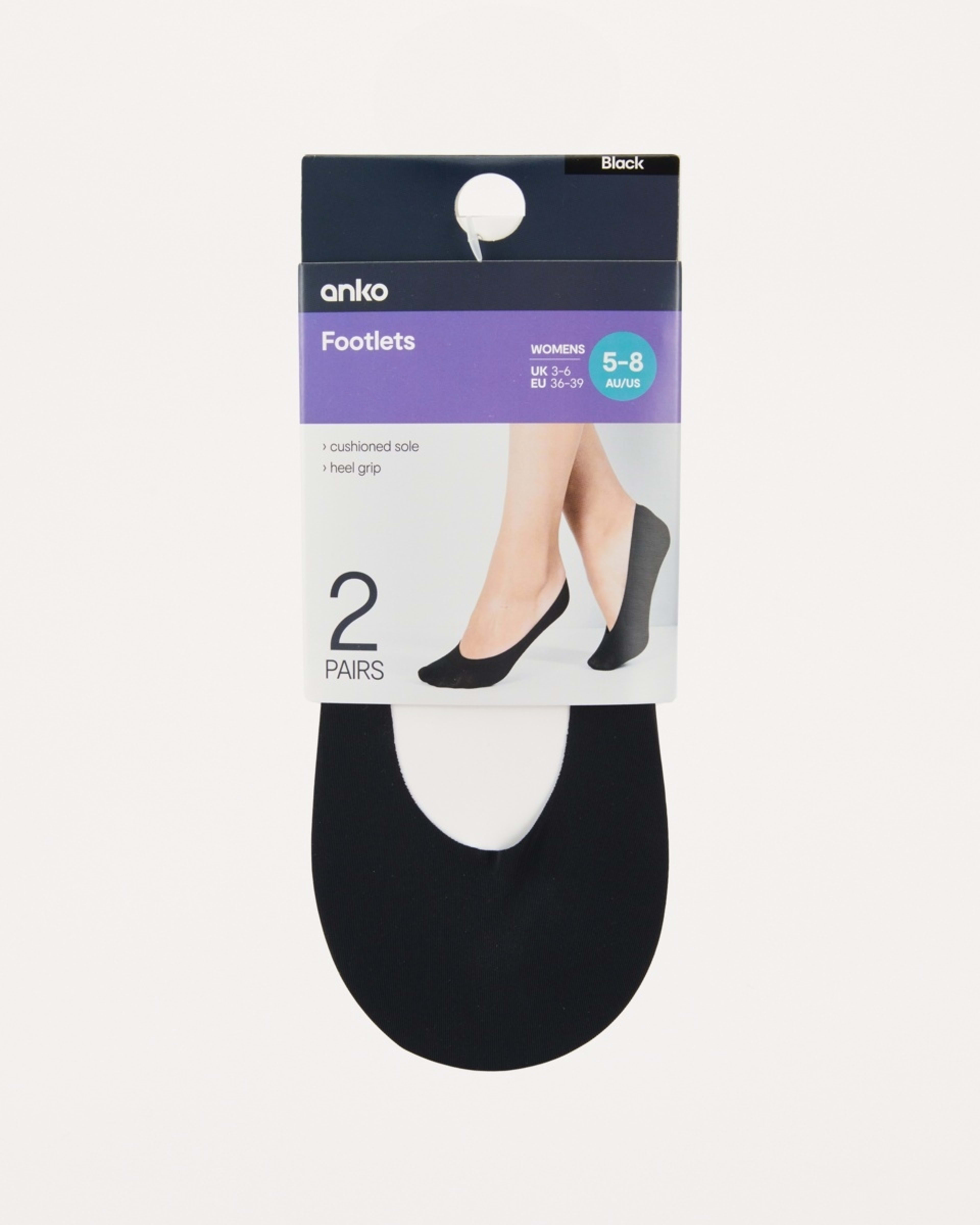 3 2 Pack Cushioned No Show Footlets BLACK, 3 of 3