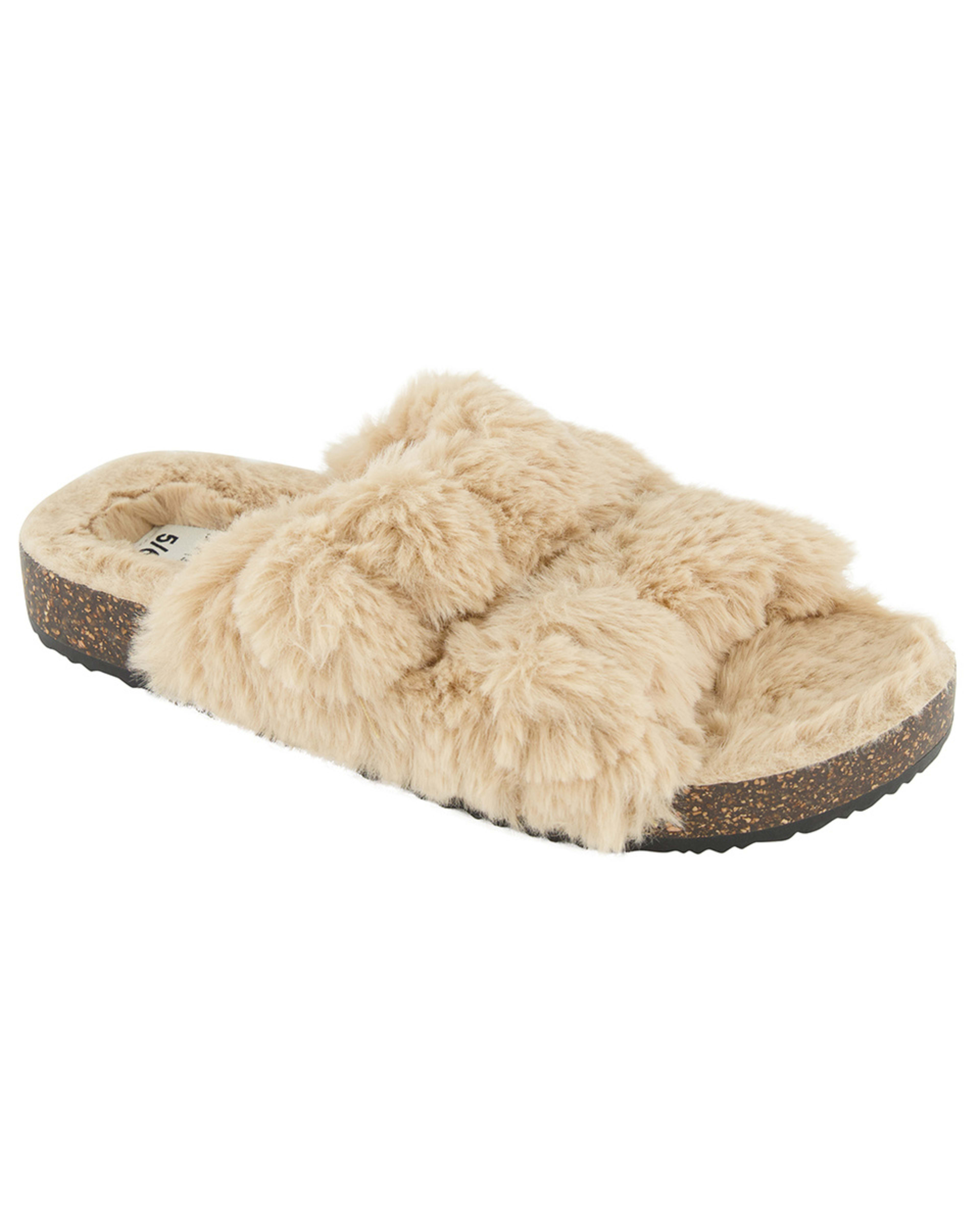 Furry Footbed Slippers Kmart