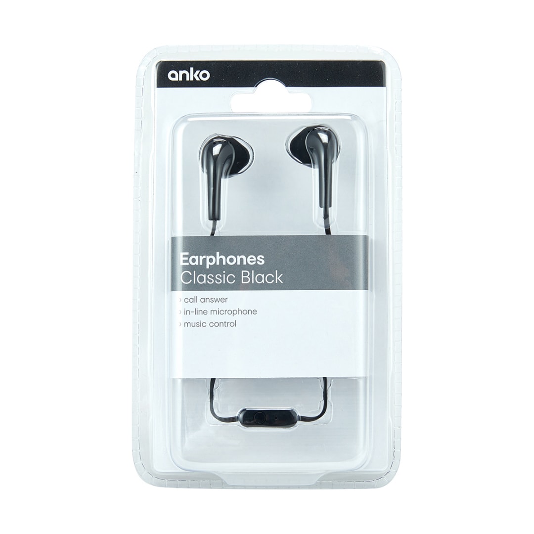 Earphones Classic Black Kmart