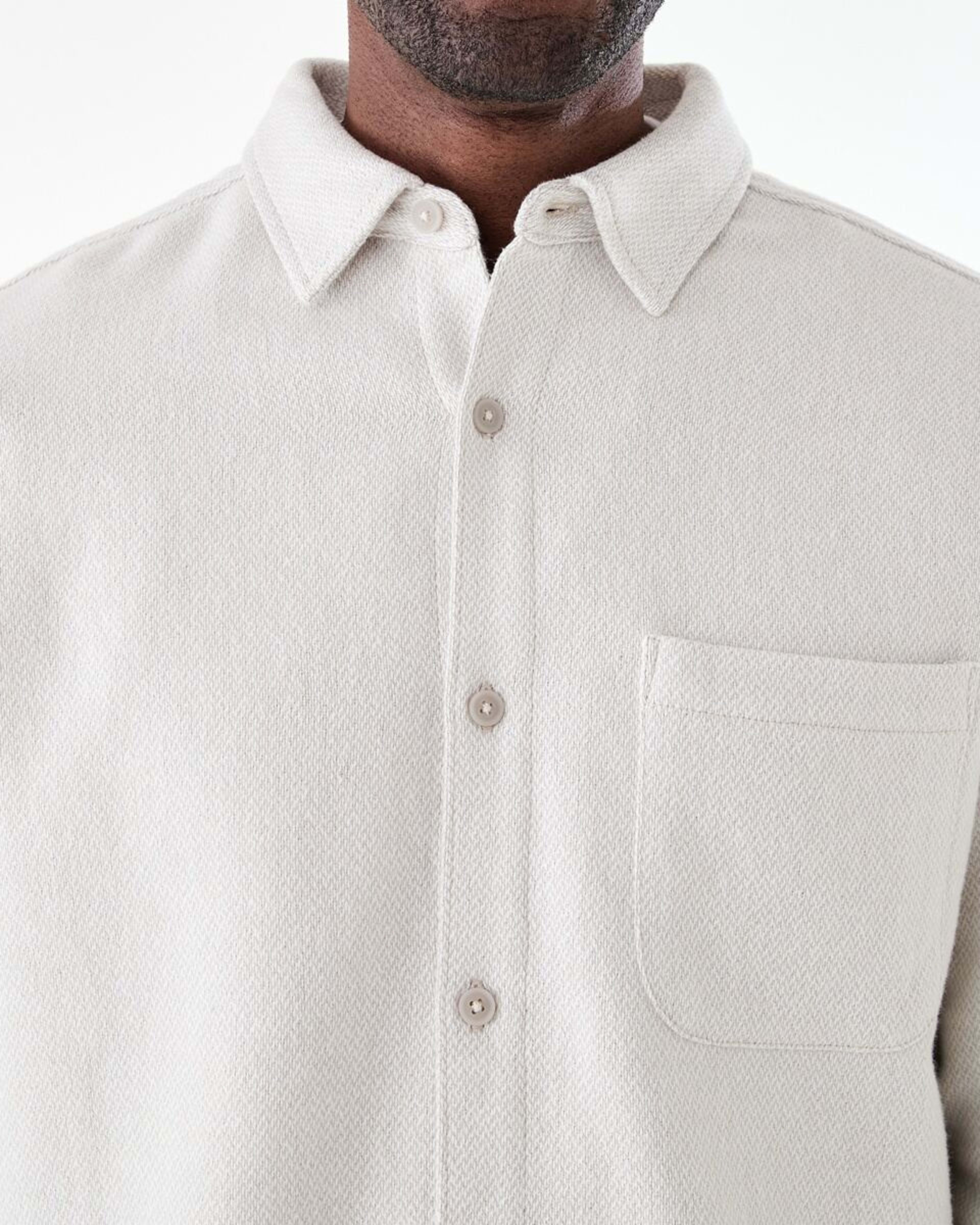7 Long Sleeve Jacquard Overshirt STRING BEIGE, 7 of 7