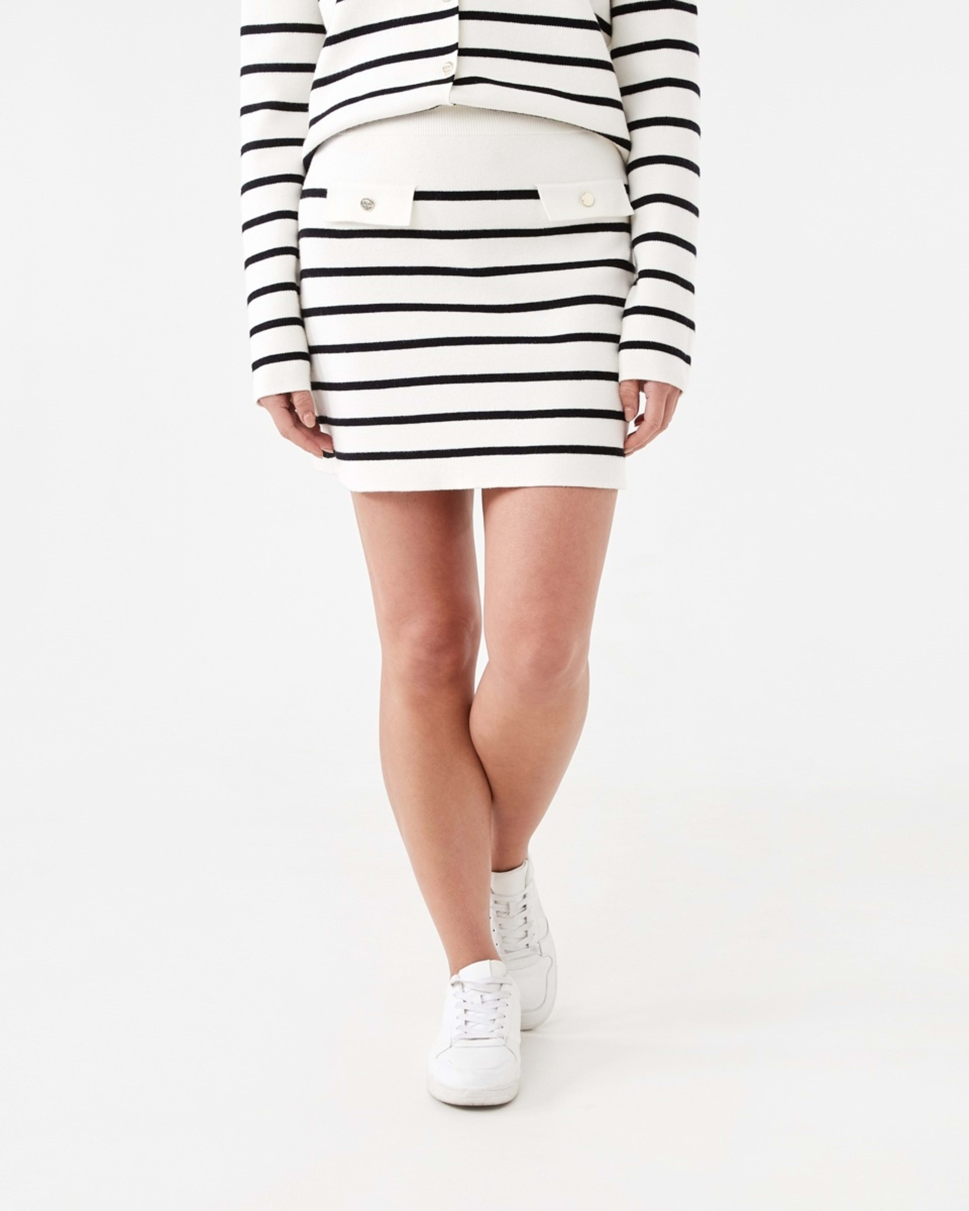 5 Compact Knit Mini Skirt Ecr Blk St, 5 of 6