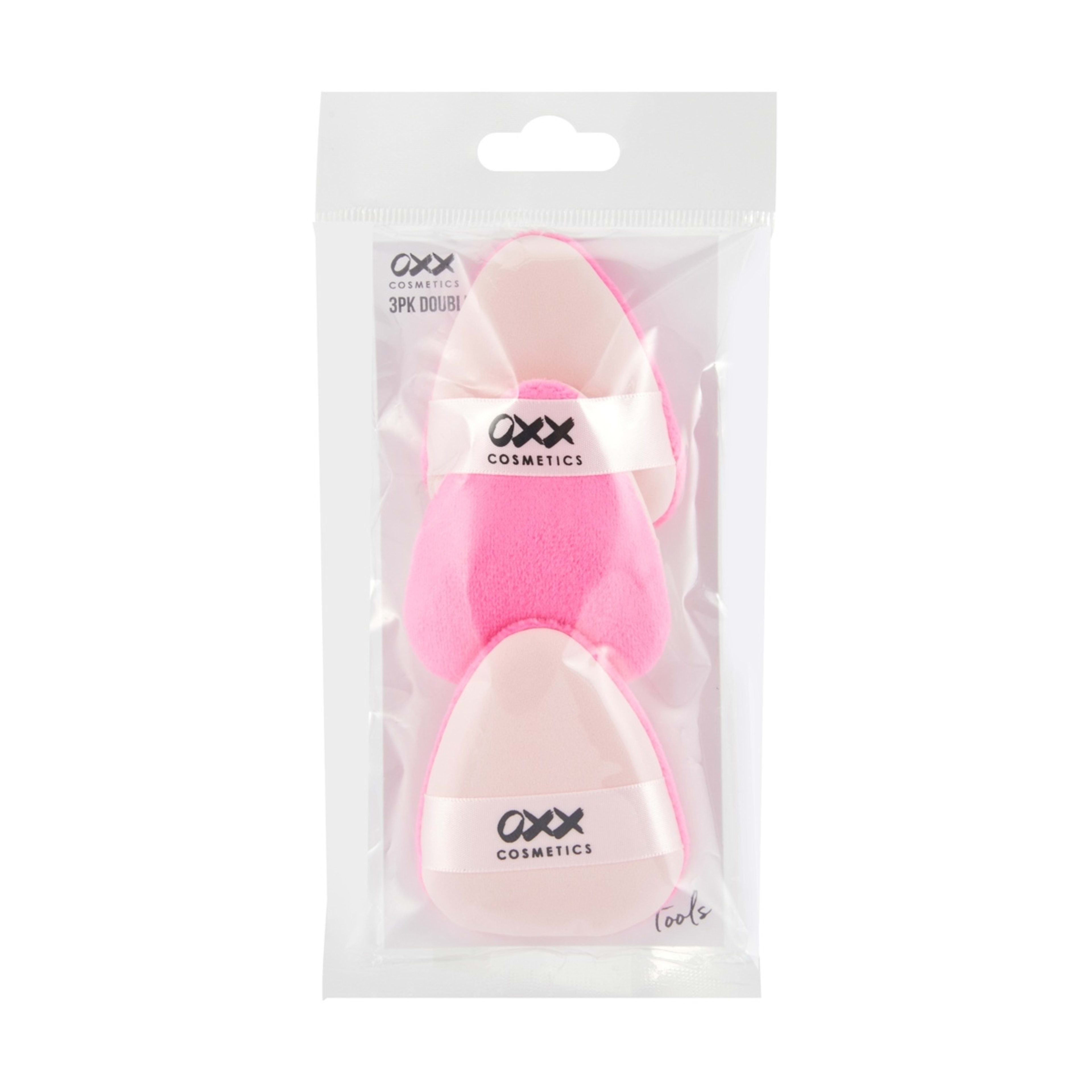 1 OXX Cosmetics 3 Pack Double Sided Powder Puff - Pink, 1 of 4