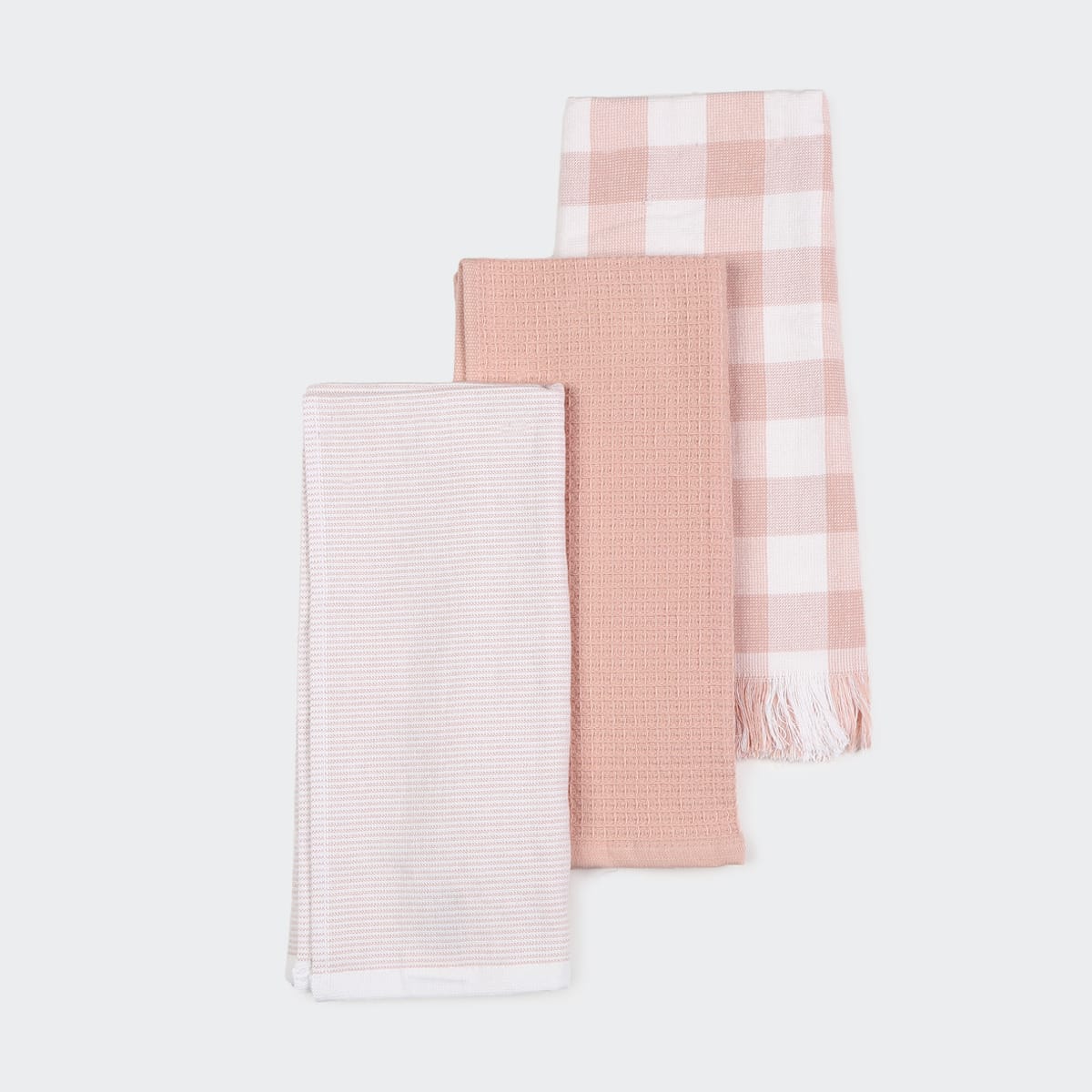 3 Pack Check Pink Tea Towels Kmart