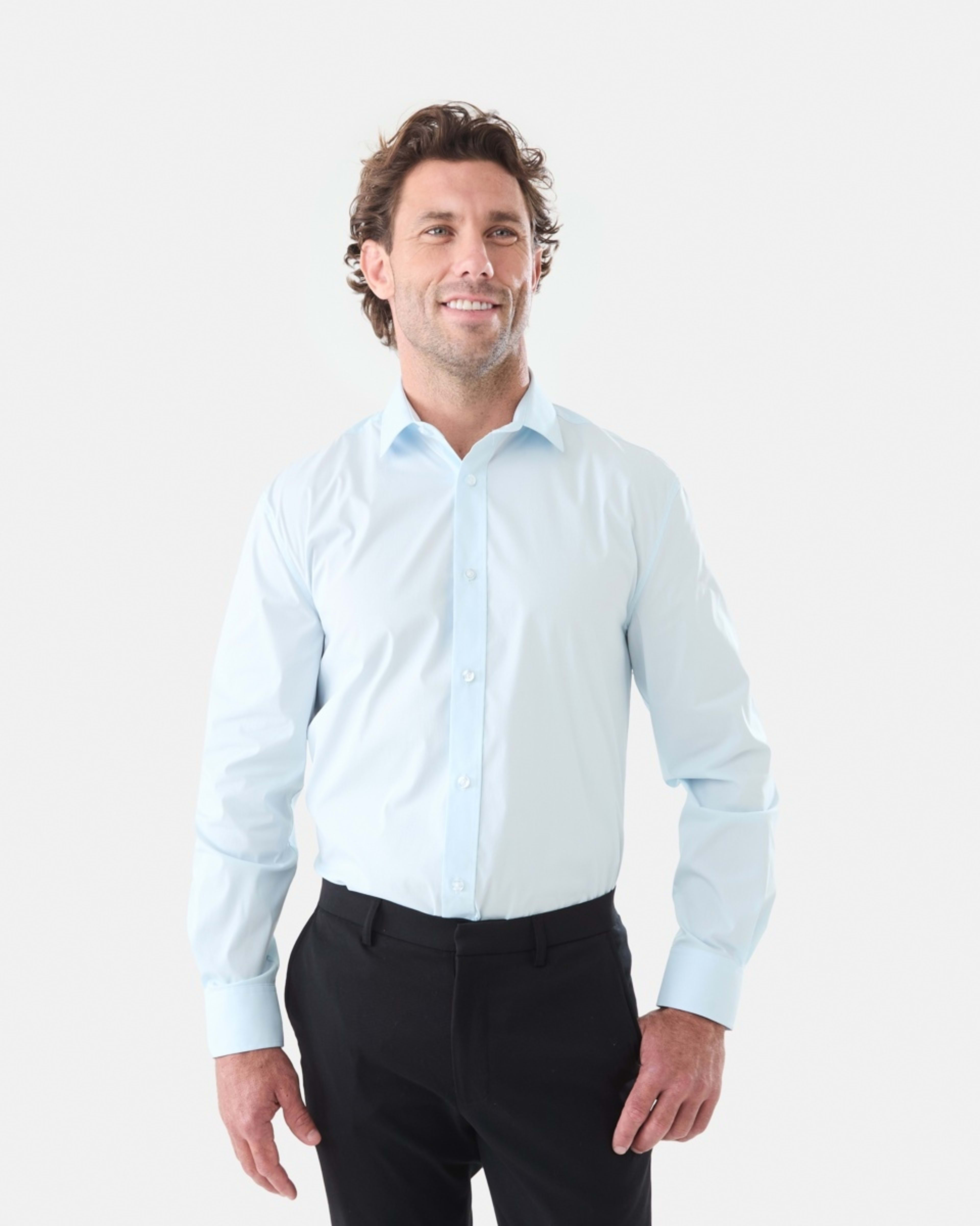 1 Workwear Long Sleeve Business Shirt Blu Light