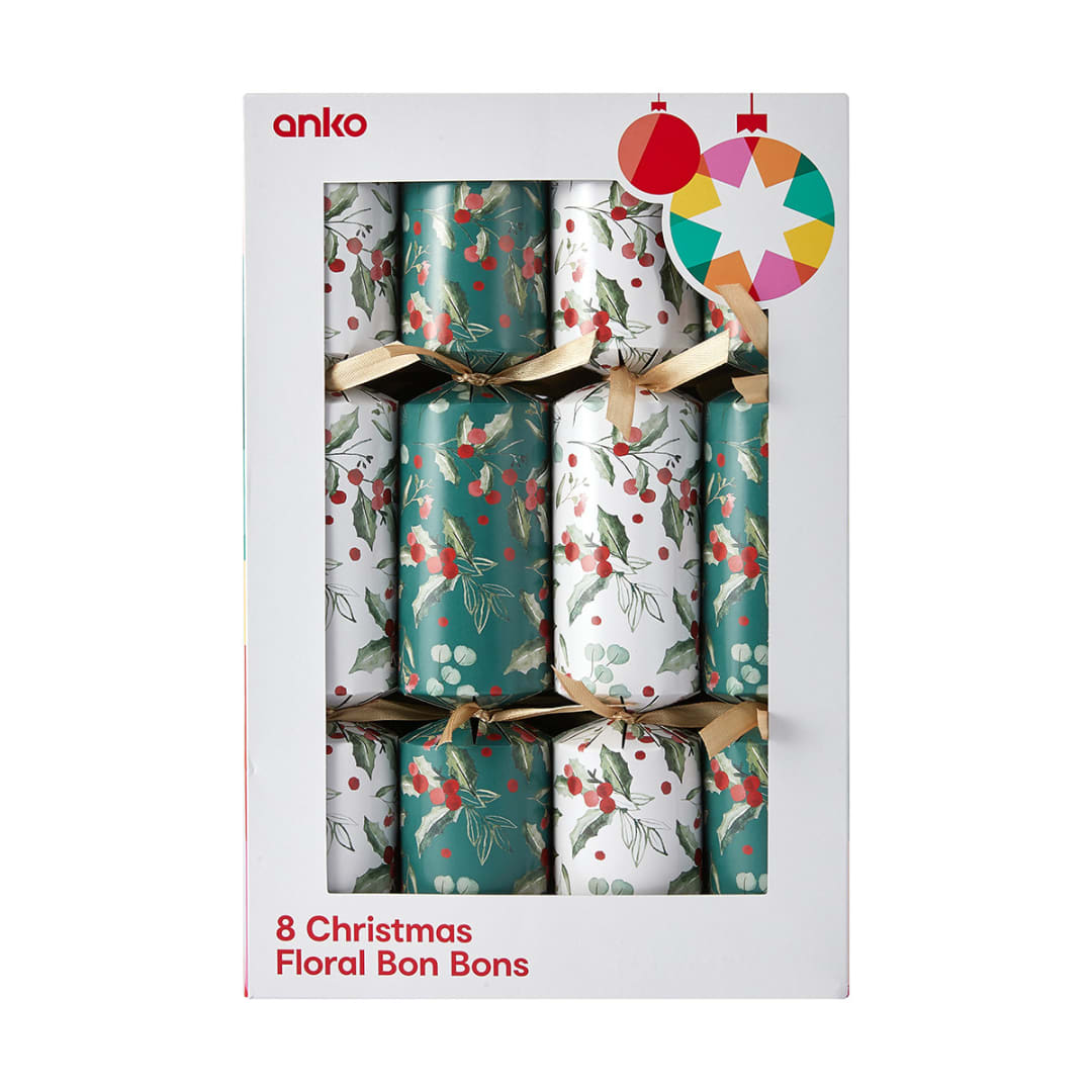 8 Pack Christmas Floral Bon Bons Kmart